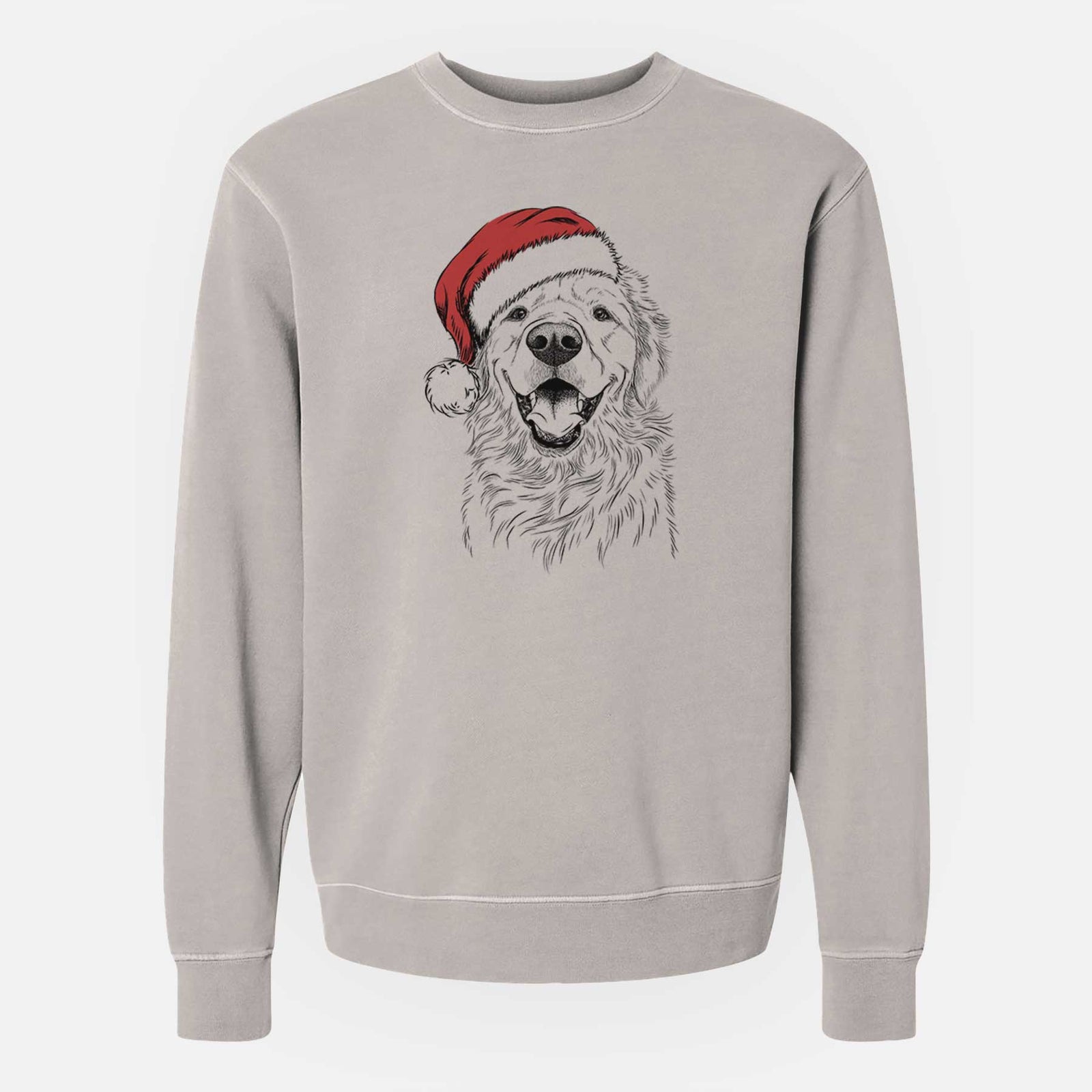 Santa Roger the Golden Retriever - Unisex Pigment Dyed Crew Sweatshirt