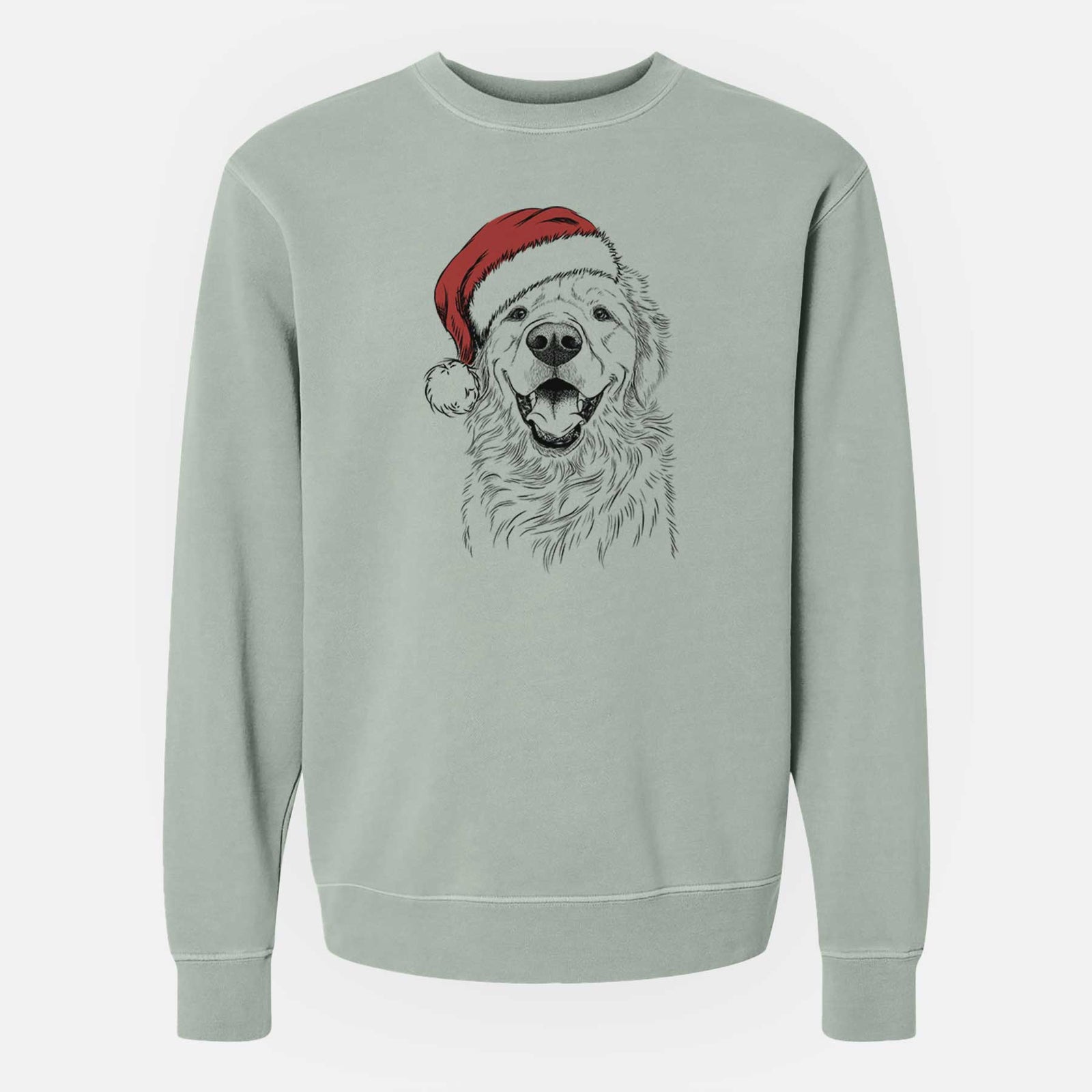 Santa Roger the Golden Retriever - Unisex Pigment Dyed Crew Sweatshirt