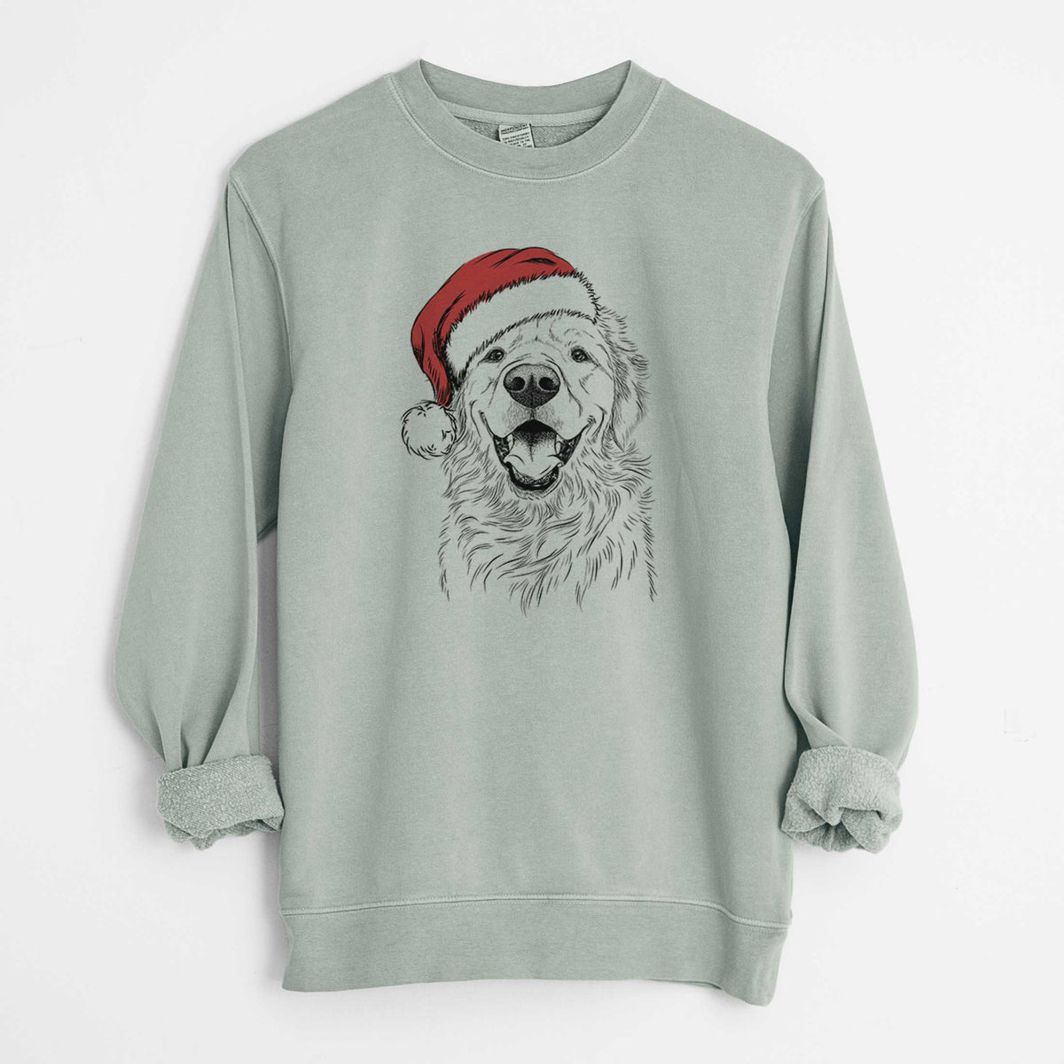 Santa Roger the Golden Retriever - Unisex Pigment Dyed Crew Sweatshirt
