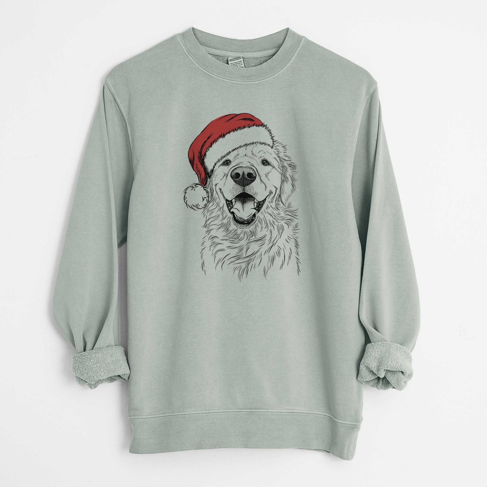 Santa Roger the Golden Retriever - Unisex Pigment Dyed Crew Sweatshirt