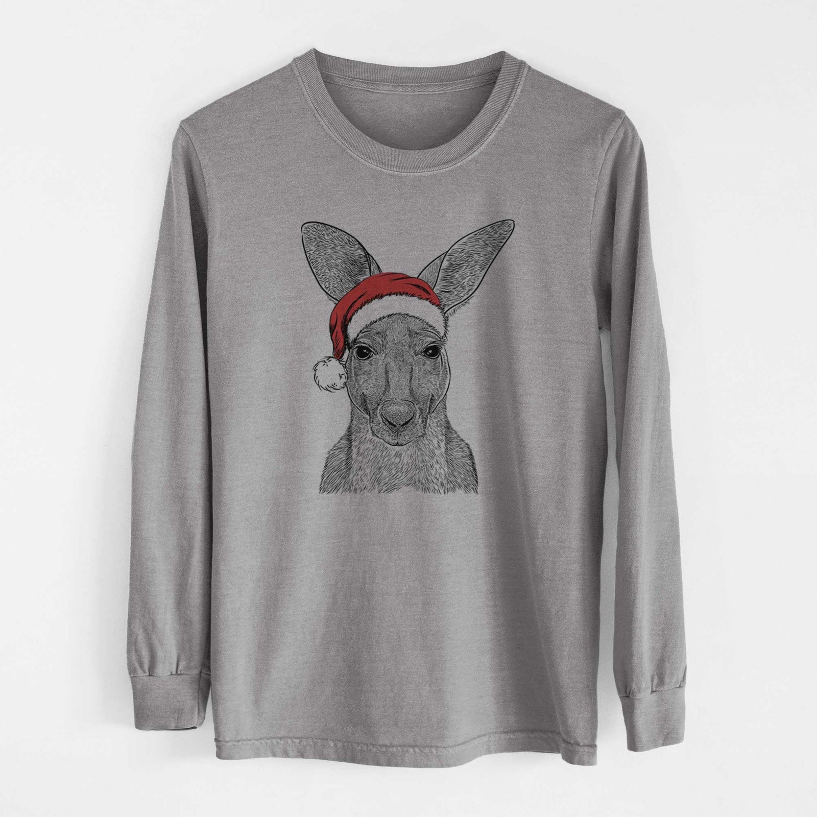 Santa Roger the Red Kangaroo - Men's Heavyweight 100% Cotton Long Sleeve