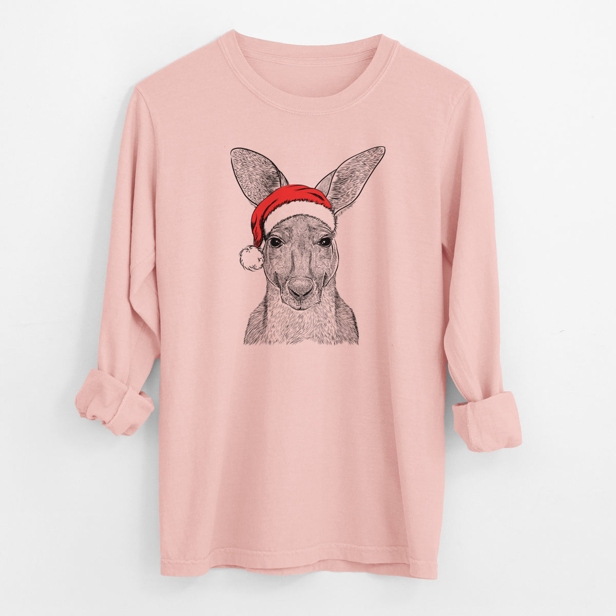 Santa Roger the Red Kangaroo - Men's Heavyweight 100% Cotton Long Sleeve