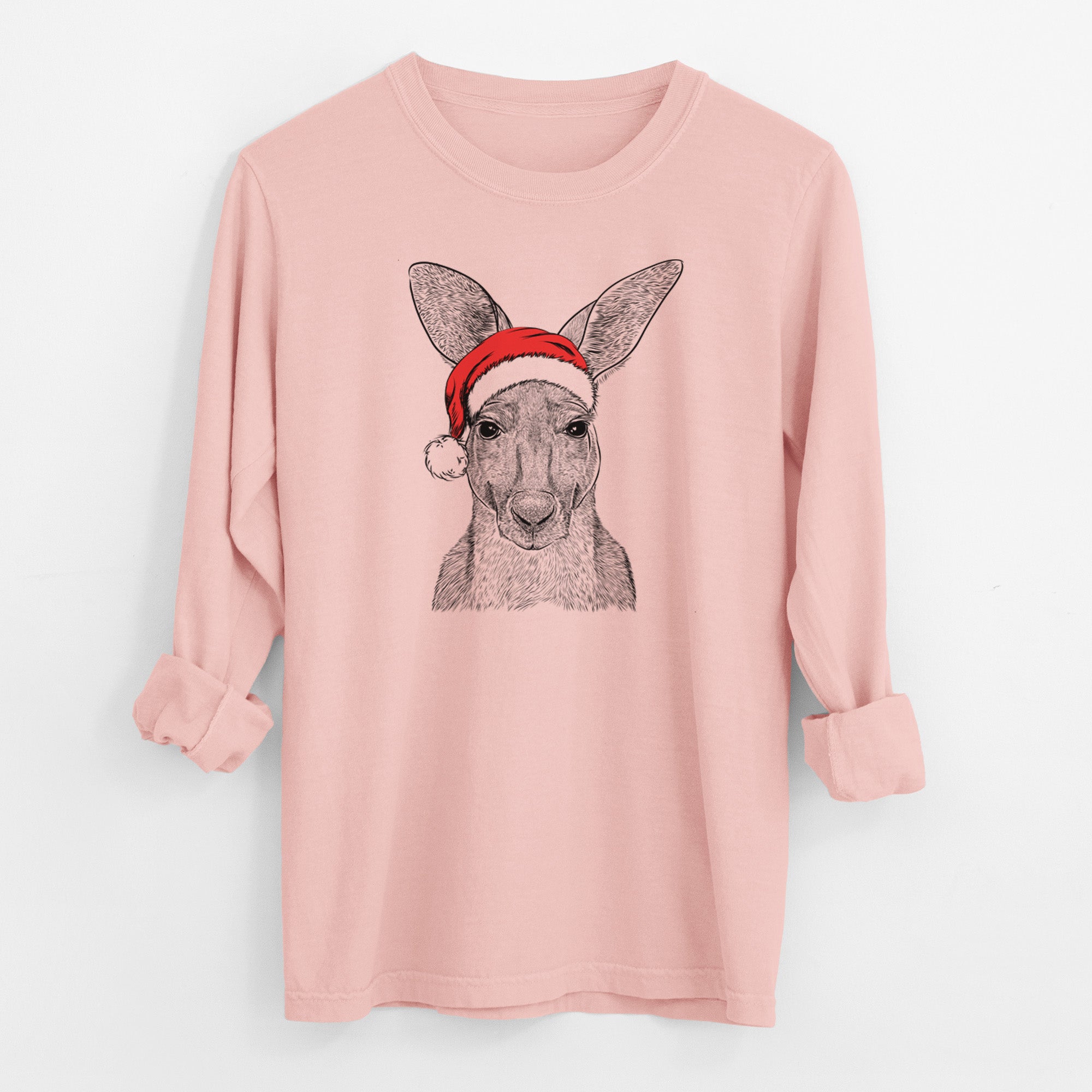 Santa Roger the Red Kangaroo - Men's Heavyweight 100% Cotton Long Sleeve