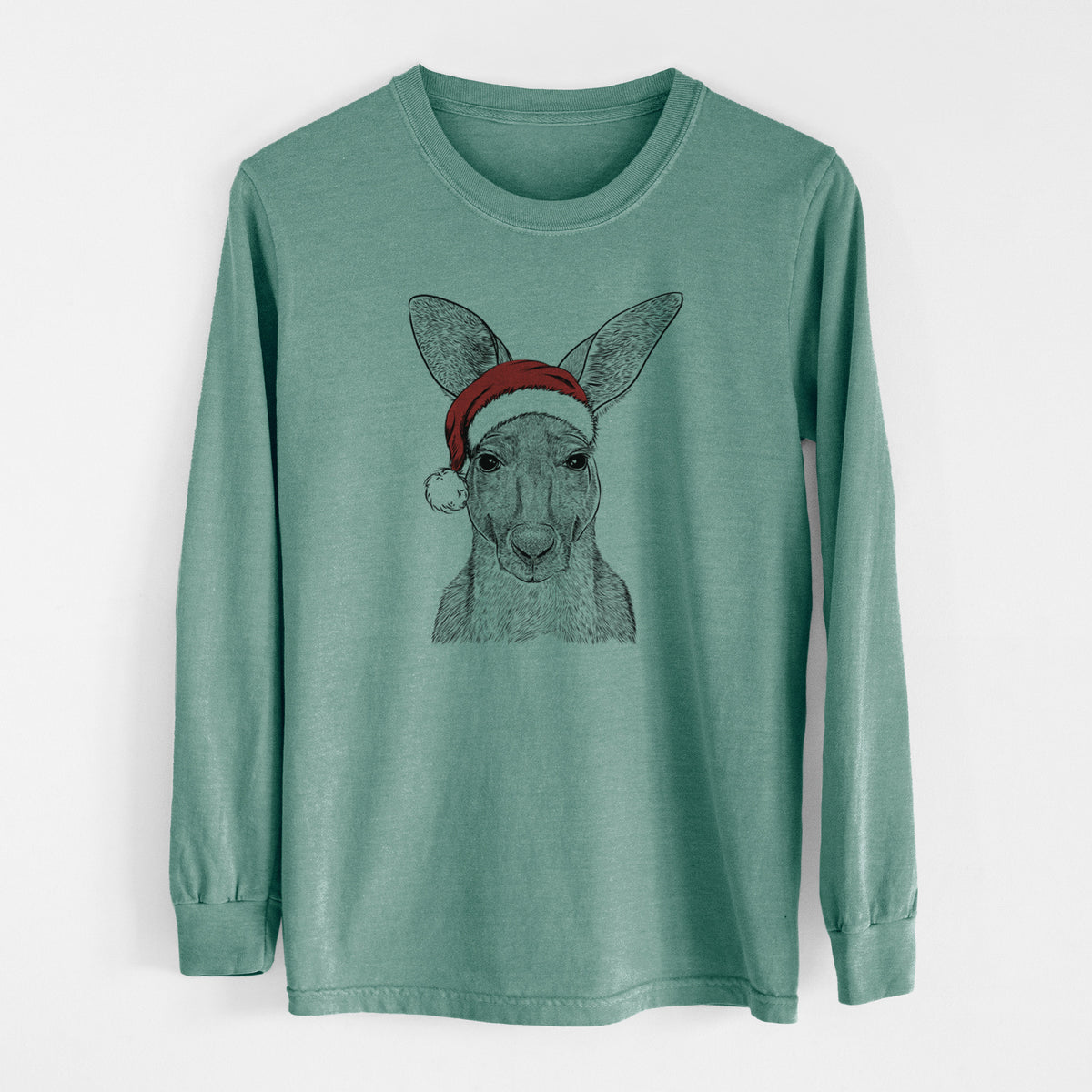 Santa Roger the Red Kangaroo - Men's Heavyweight 100% Cotton Long Sleeve