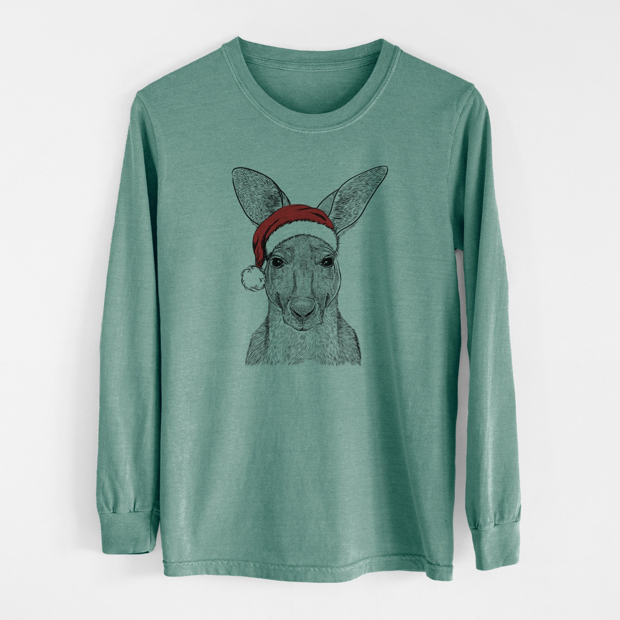 Santa Roger the Red Kangaroo - Men's Heavyweight 100% Cotton Long Sleeve