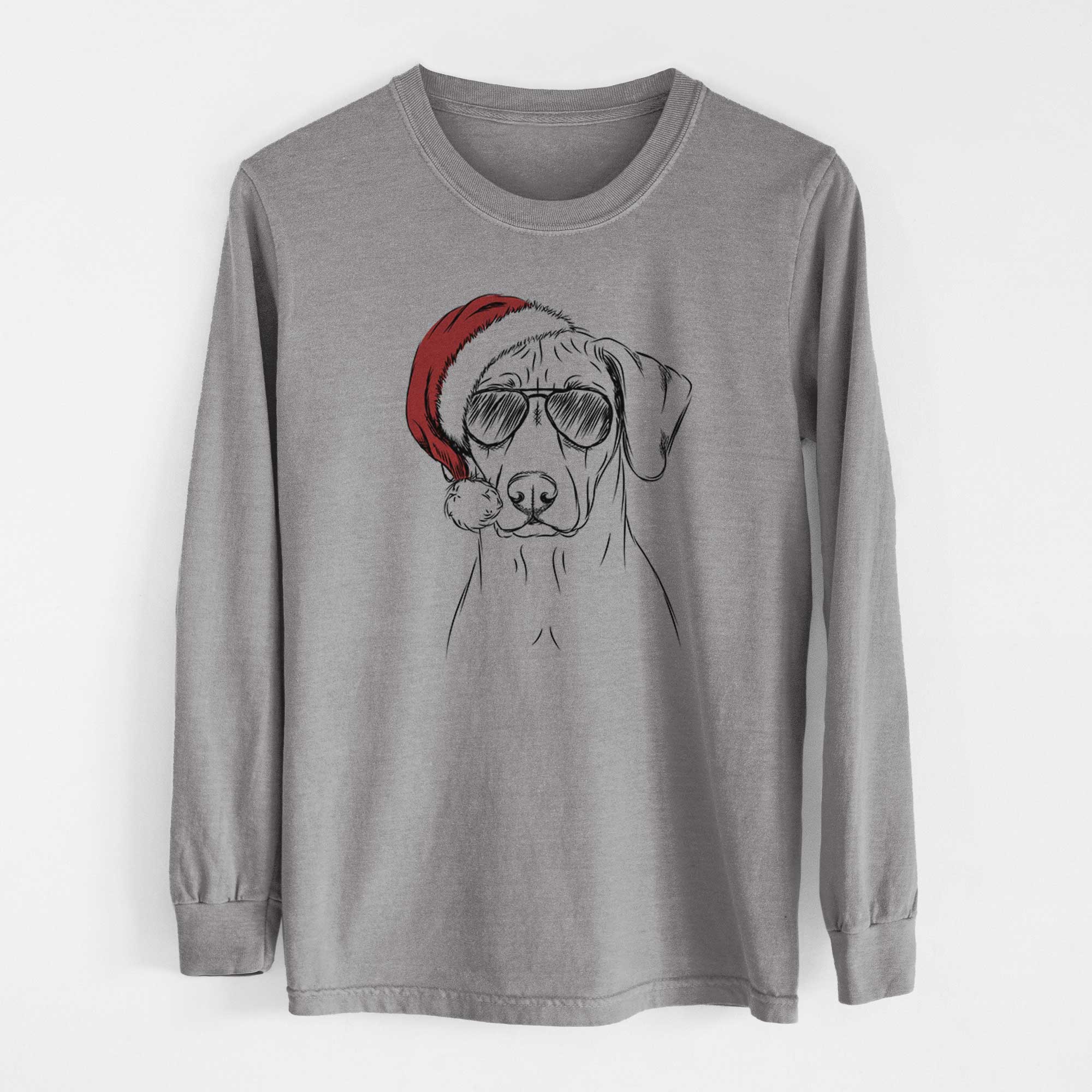 Santa Ronan the Rhodesian Ridgeback - Men's Heavyweight 100% Cotton Long Sleeve