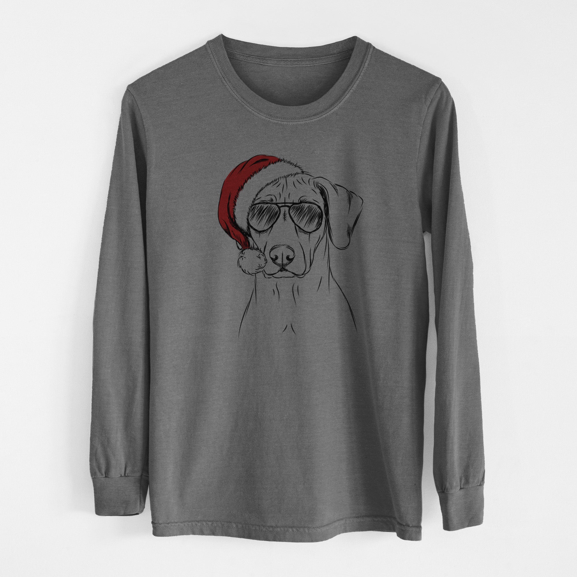 Santa Ronan the Rhodesian Ridgeback - Men's Heavyweight 100% Cotton Long Sleeve