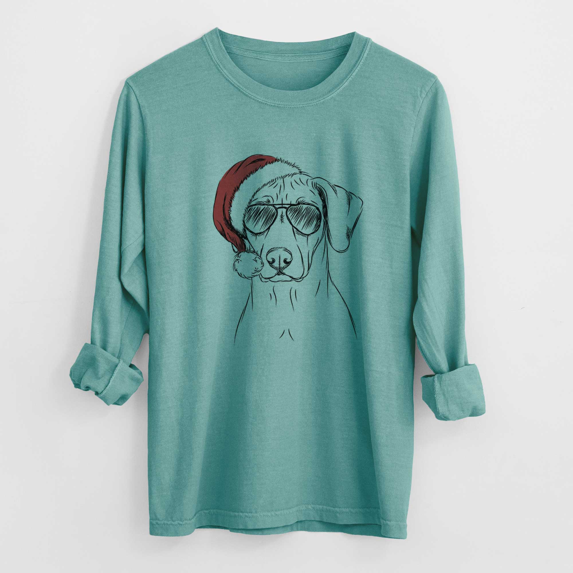 Santa Ronan the Rhodesian Ridgeback - Men's Heavyweight 100% Cotton Long Sleeve