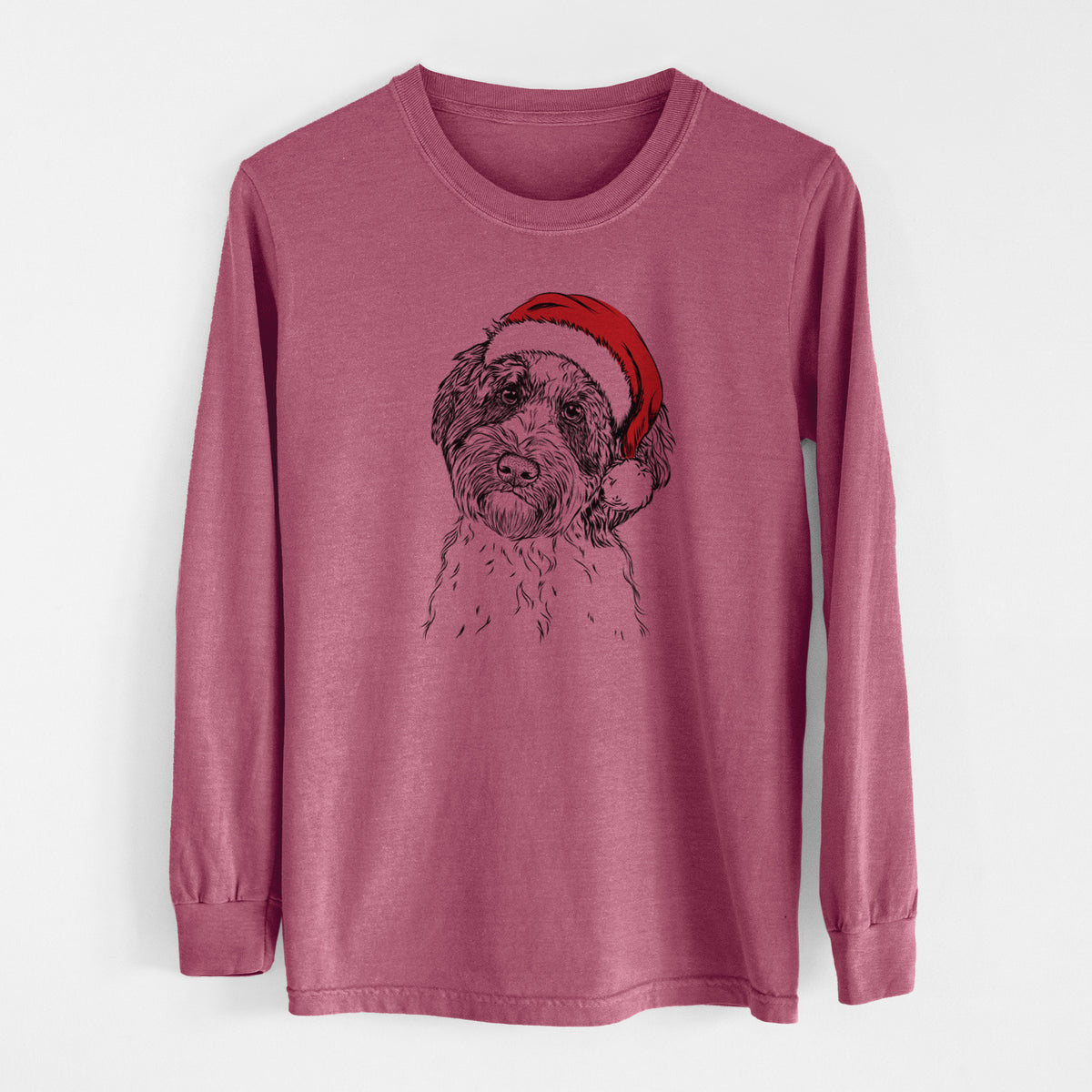 Santa Rooney the Aussiedoodle - Men's Heavyweight 100% Cotton Long Sleeve