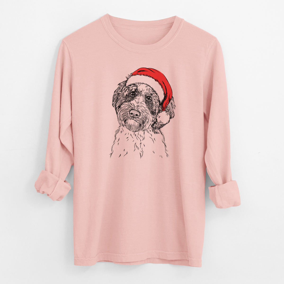 Santa Rooney the Aussiedoodle - Men's Heavyweight 100% Cotton Long Sleeve