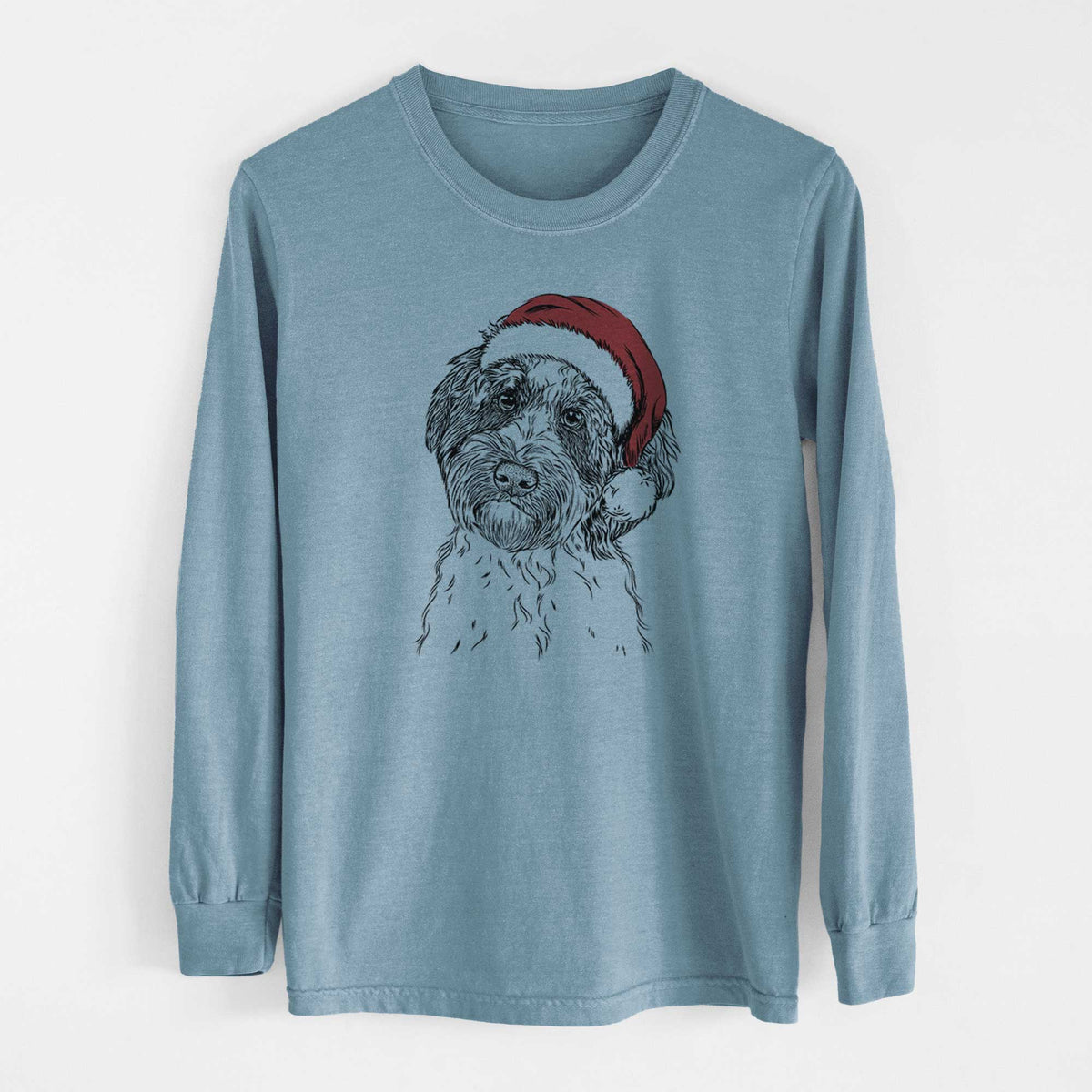 Santa Rooney the Aussiedoodle - Men's Heavyweight 100% Cotton Long Sleeve