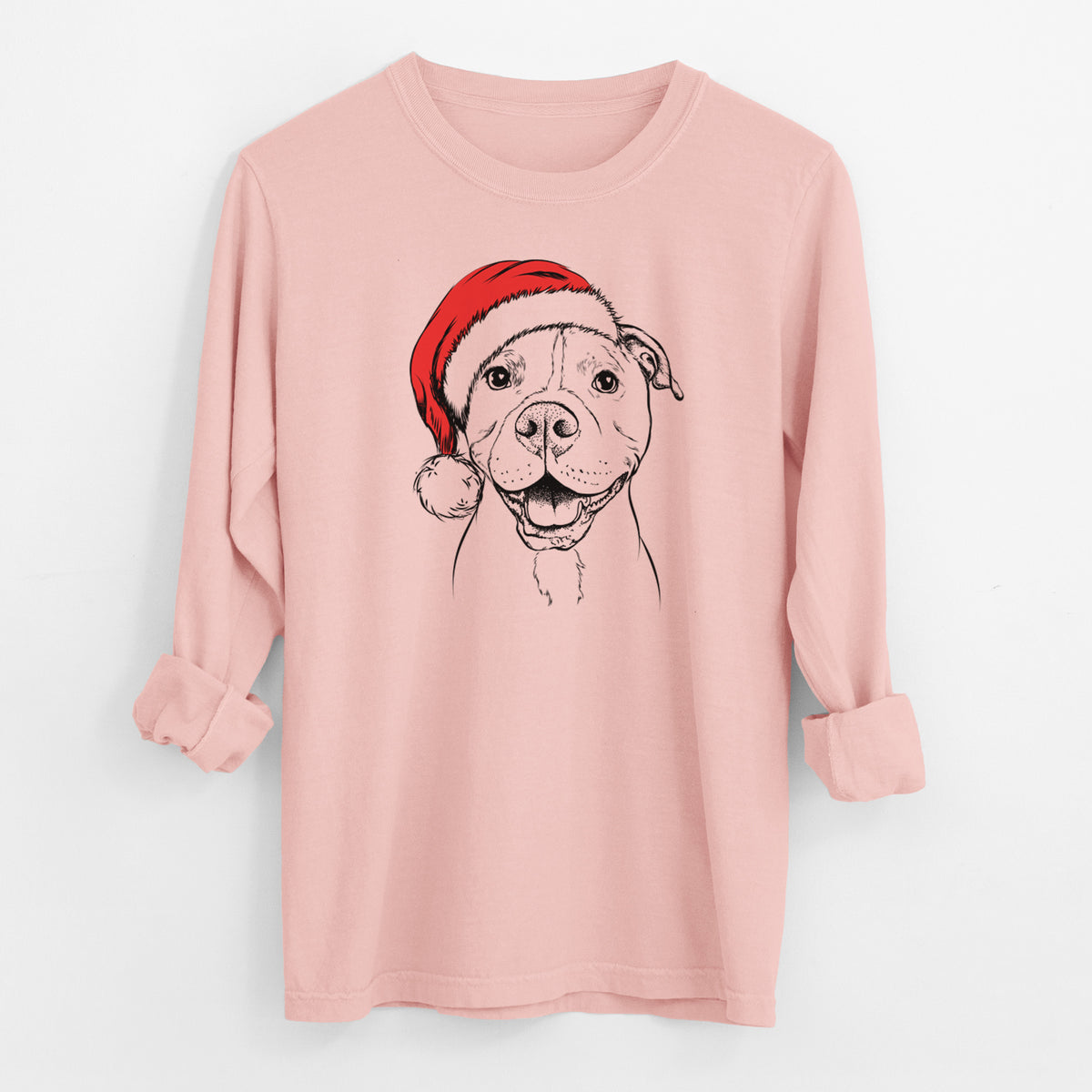Santa Roscoe the Pitbull - Men's Heavyweight 100% Cotton Long Sleeve