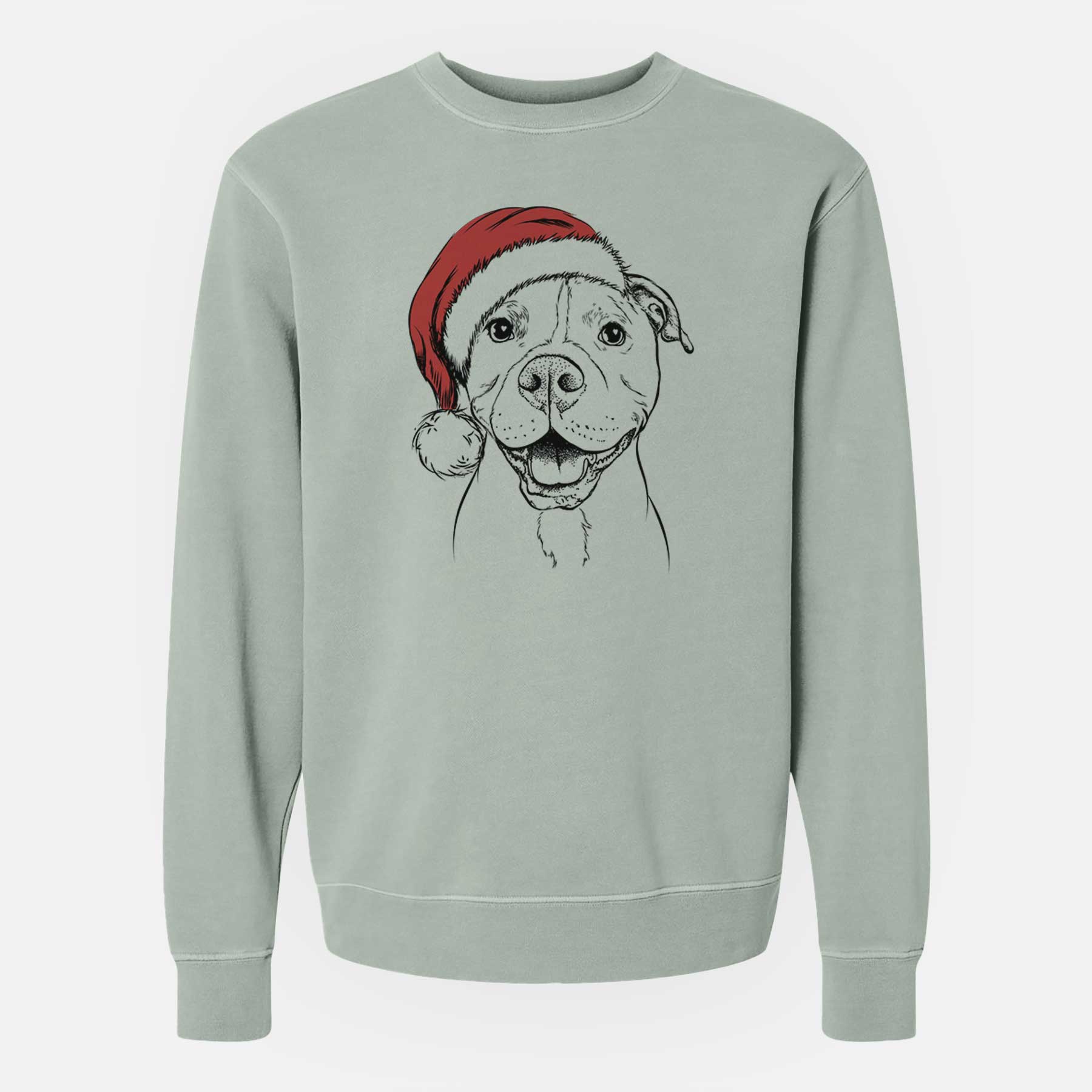 Santa Roscoe the Pitbull - Unisex Pigment Dyed Crew Sweatshirt