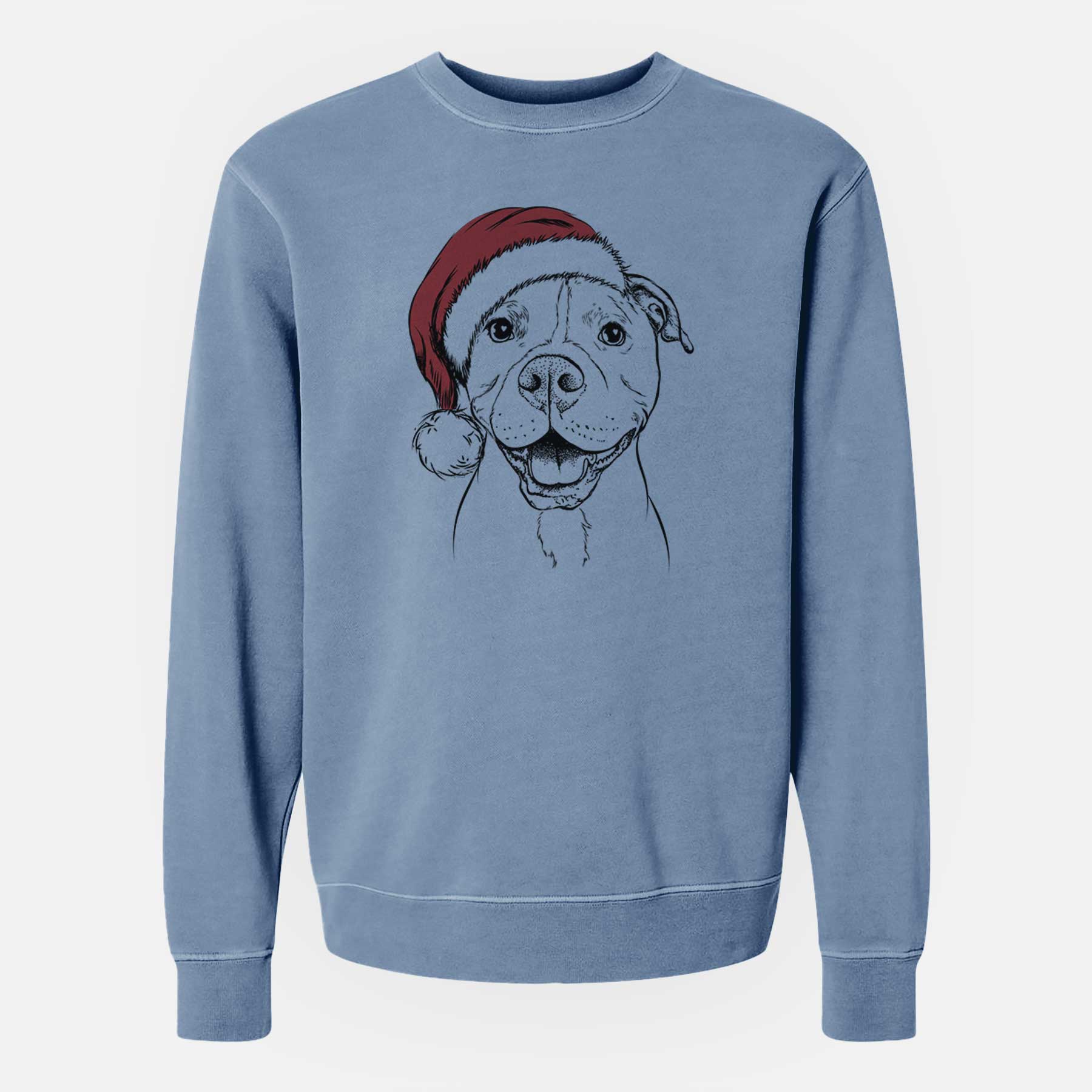 Santa Roscoe the Pitbull - Unisex Pigment Dyed Crew Sweatshirt