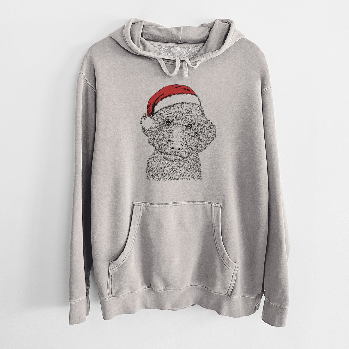 Santa Hat Ross the Lagotto Romagnolo - Unisex Pigment Dyed Hoodie