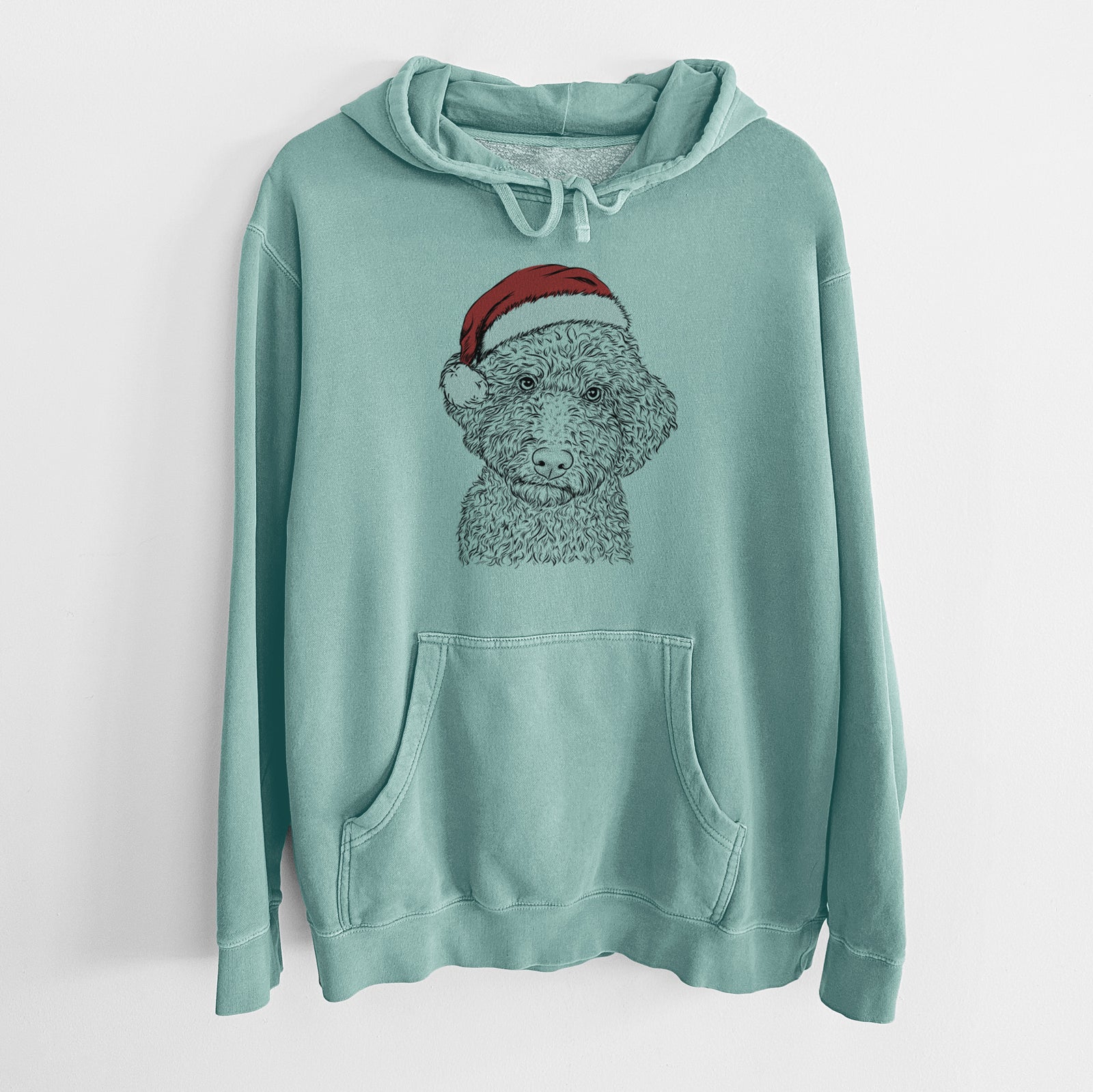 Santa Hat Ross the Lagotto Romagnolo - Unisex Pigment Dyed Hoodie