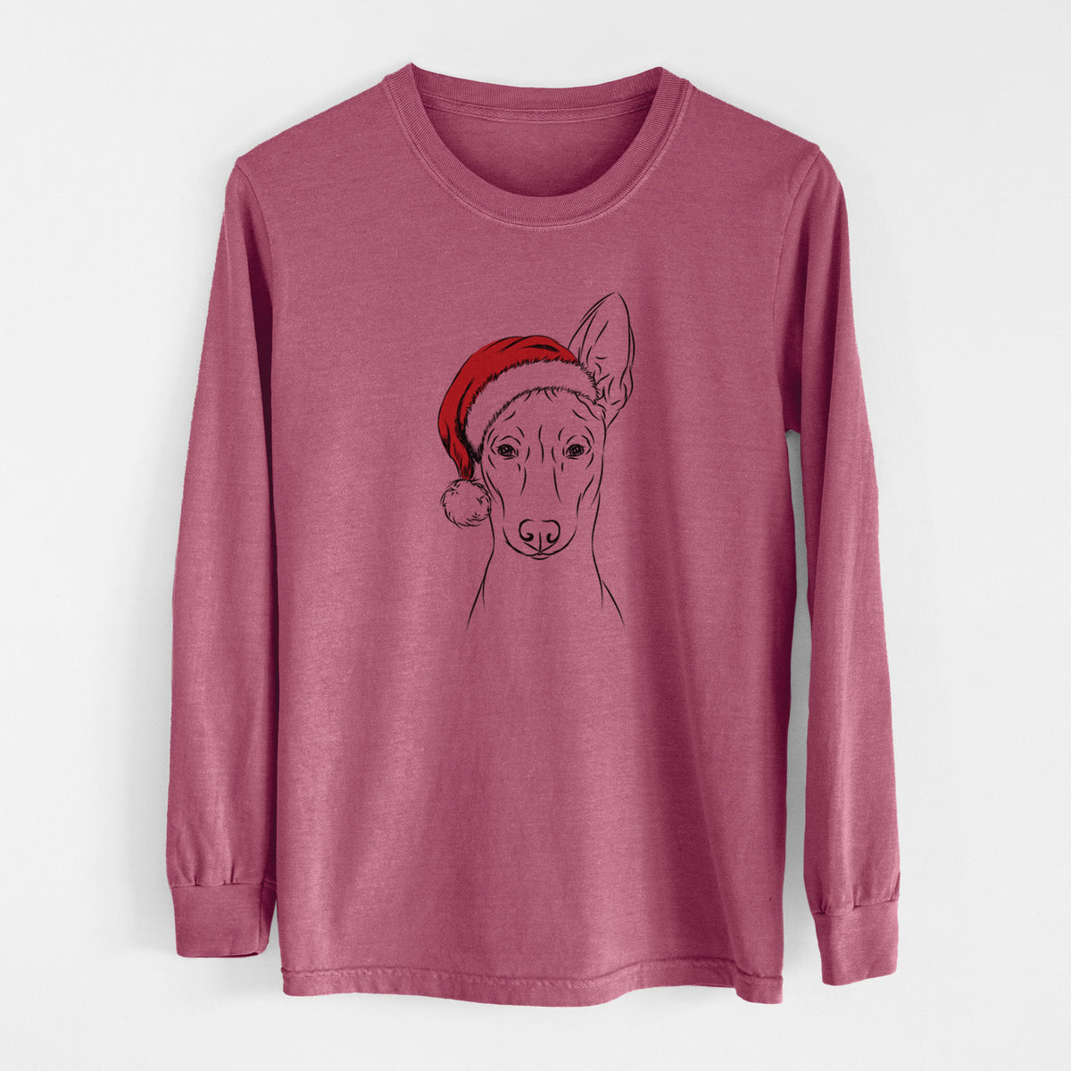 Santa Ruadh the Pharaoh Hound - Men&#39;s Heavyweight 100% Cotton Long Sleeve