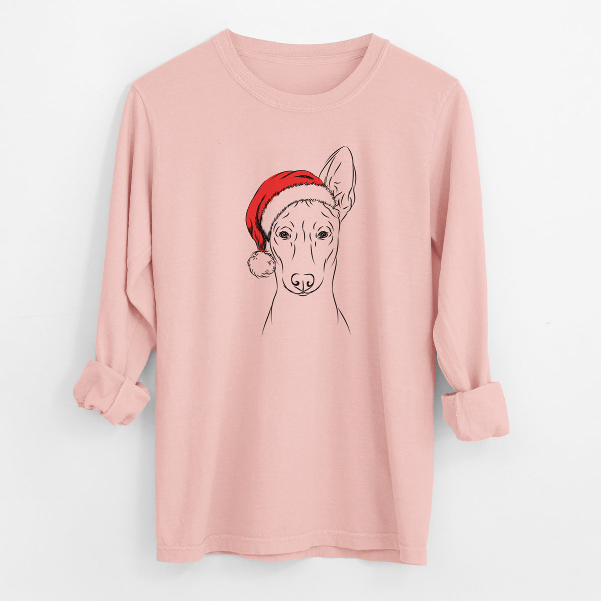 Santa Ruadh the Pharaoh Hound - Men's Heavyweight 100% Cotton Long Sleeve