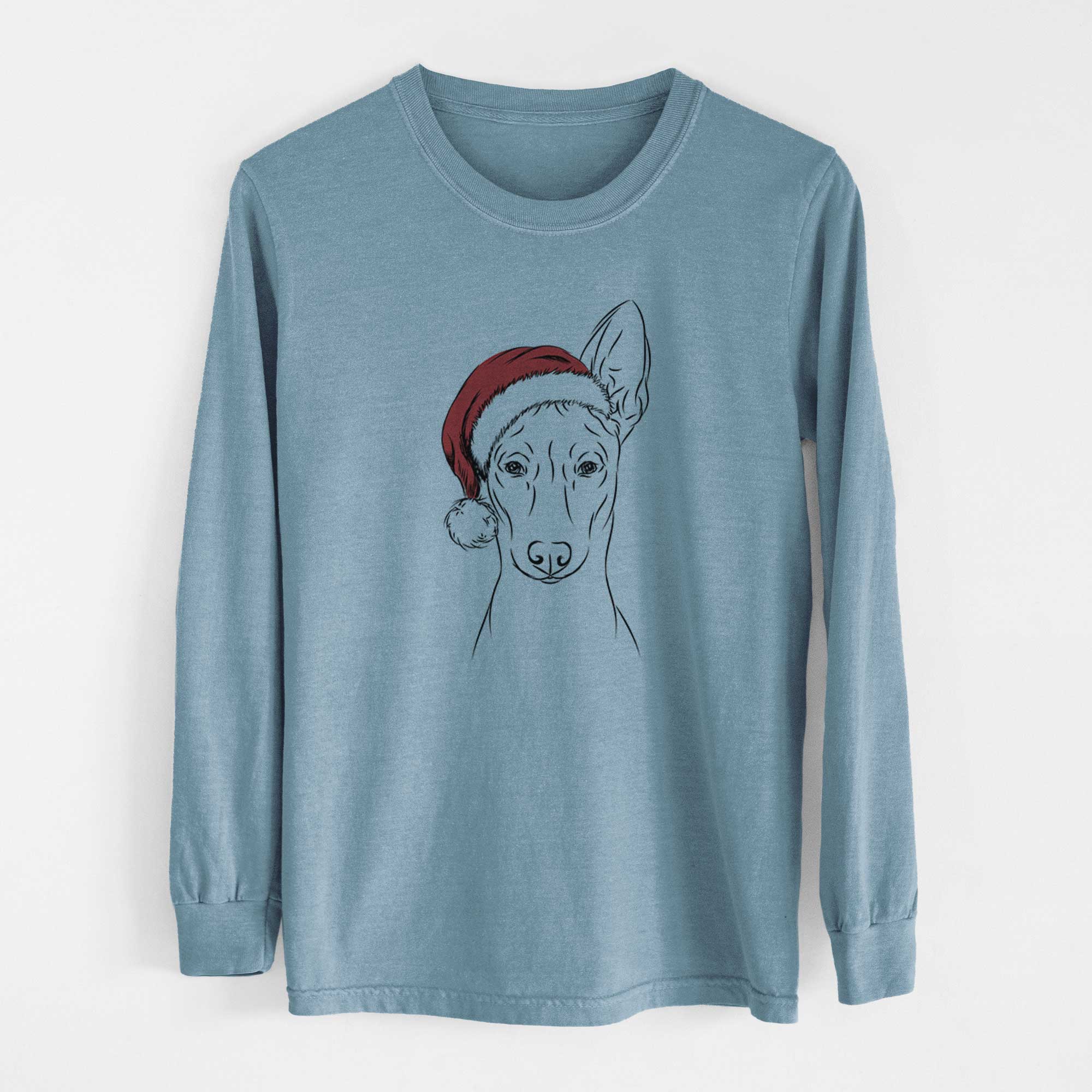 Santa Ruadh the Pharaoh Hound - Men's Heavyweight 100% Cotton Long Sleeve