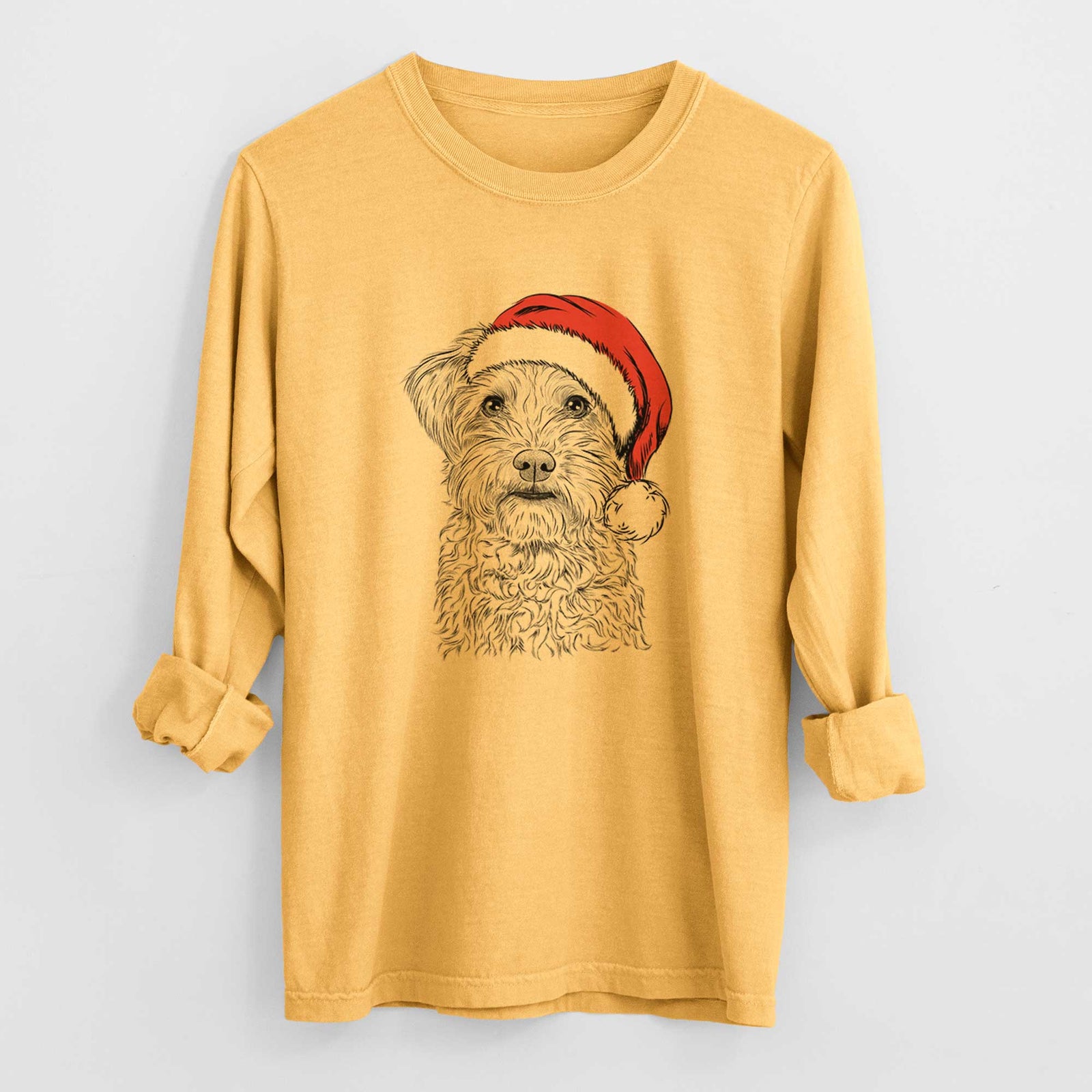 Santa Rudy the Schnoodle - Men's Heavyweight 100% Cotton Long Sleeve