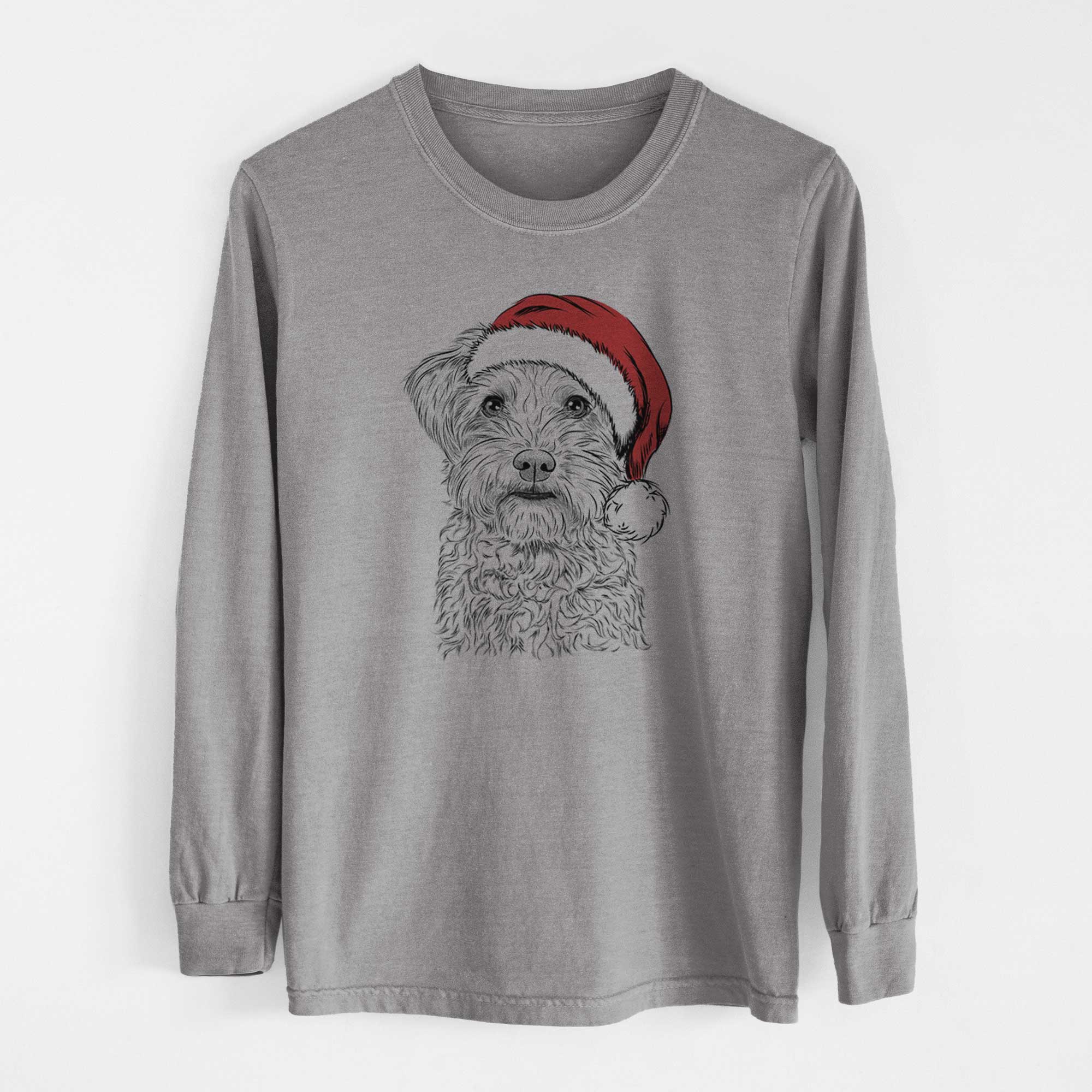 Santa Rudy the Schnoodle - Men's Heavyweight 100% Cotton Long Sleeve