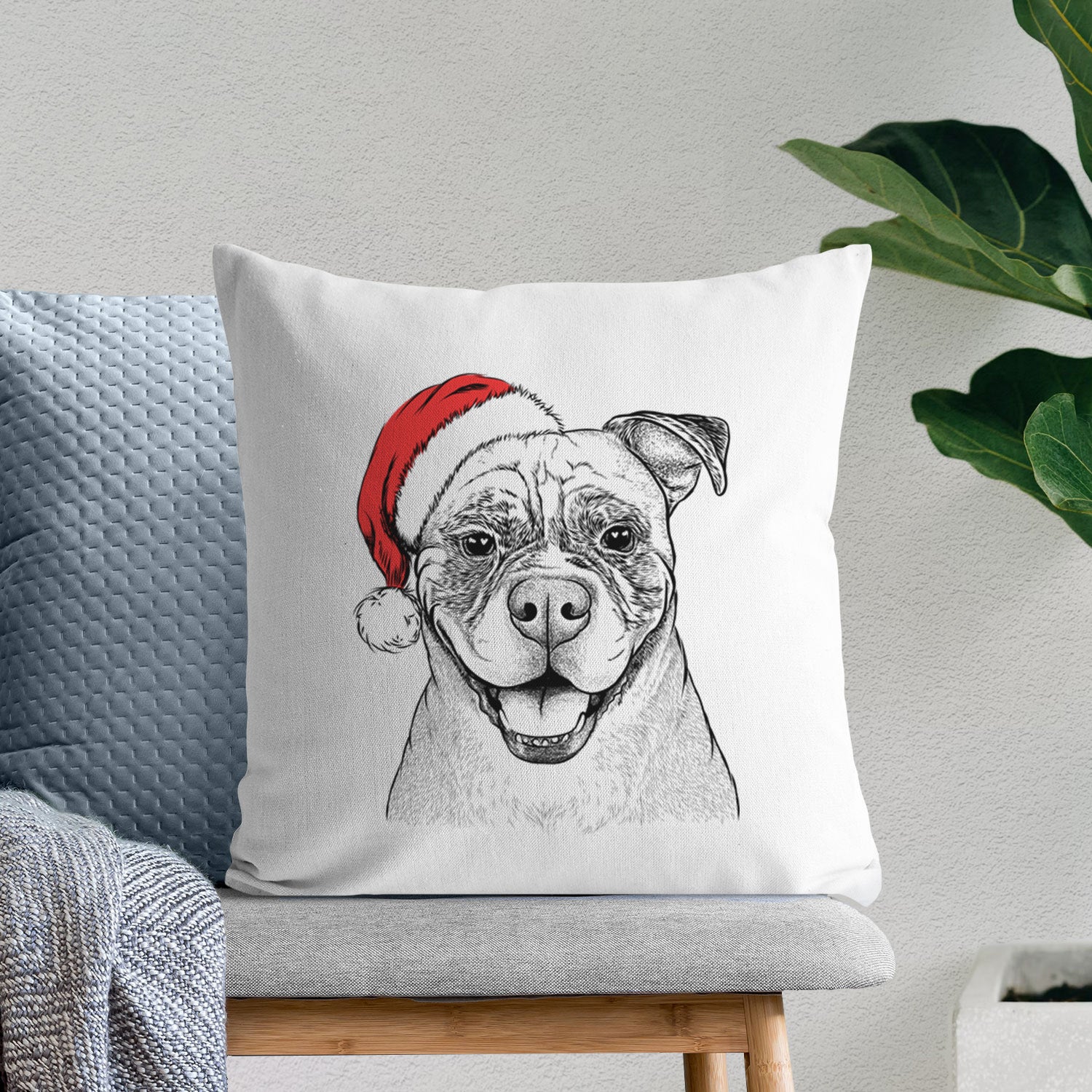 Rufus the American Bulldog - Throw Pillow Cover