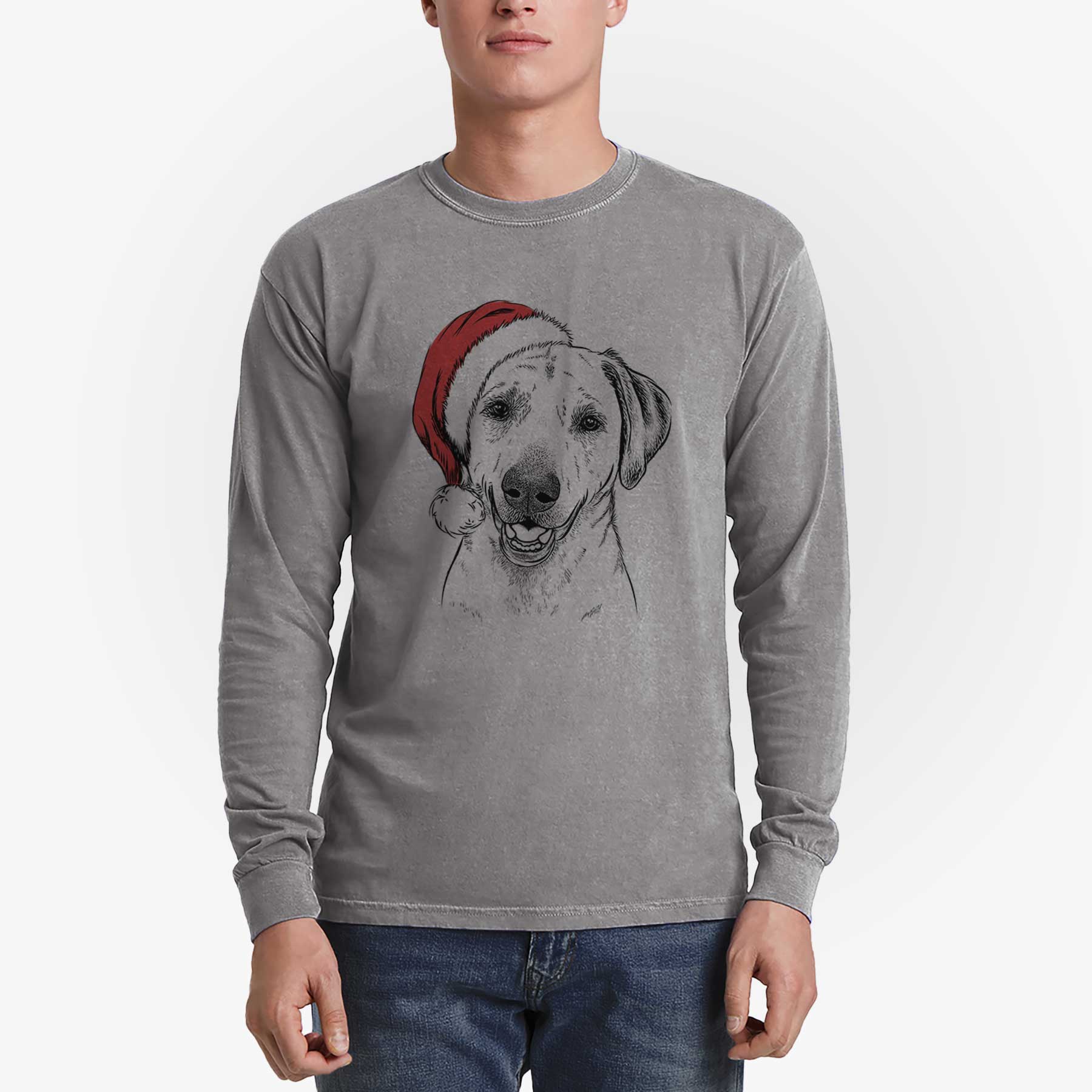 Santa Rusty the Labrador Retriever - Men's Heavyweight 100% Cotton Long Sleeve