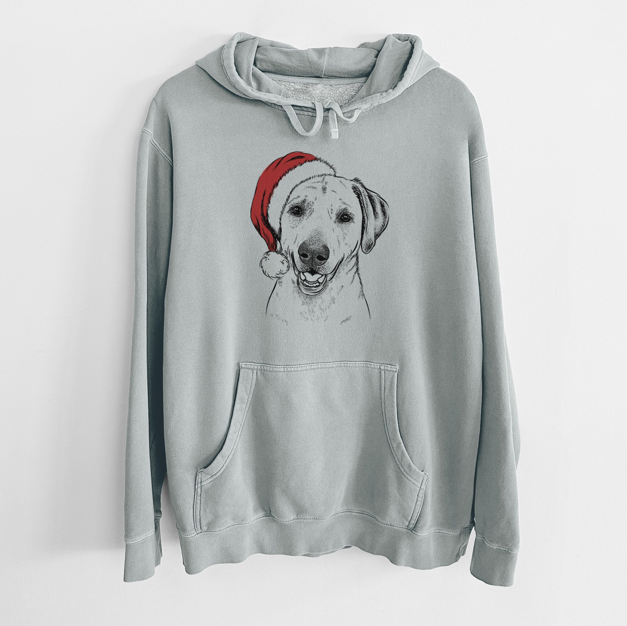 Santa Hat Rusty the Labrador Retriever - Unisex Pigment Dyed Hoodie