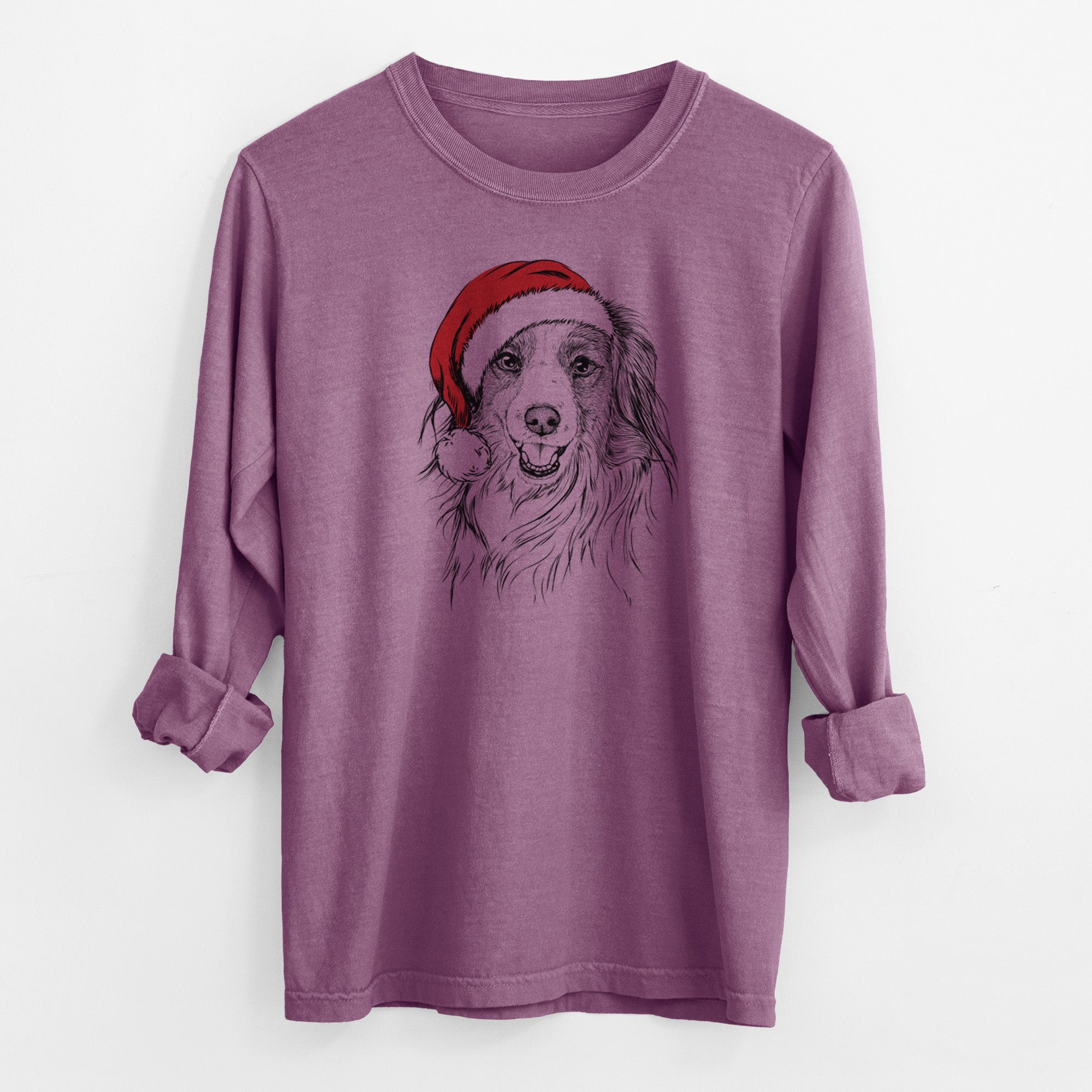 Santa Rutger the Nederlandse Kooikerhondje - Men's Heavyweight 100% Cotton Long Sleeve