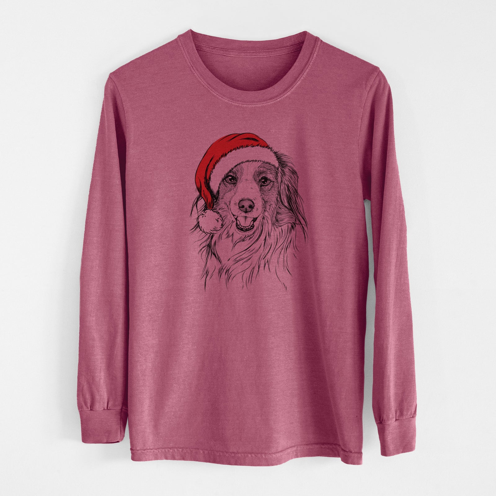 Santa Rutger the Nederlandse Kooikerhondje - Men's Heavyweight 100% Cotton Long Sleeve