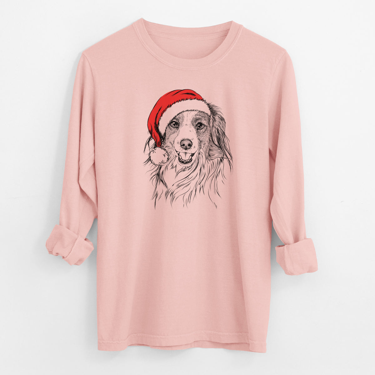 Santa Rutger the Nederlandse Kooikerhondje - Men's Heavyweight 100% Cotton Long Sleeve