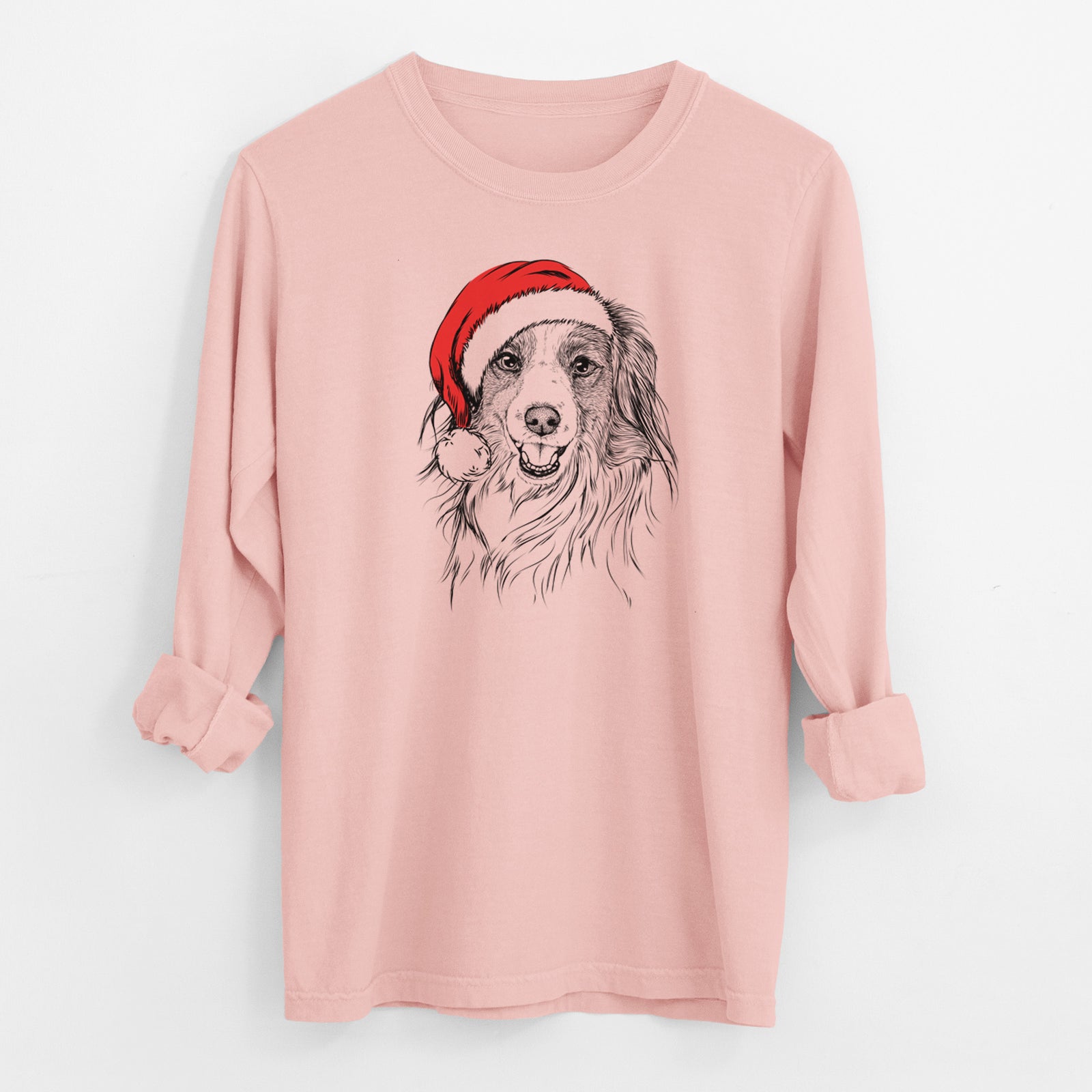 Santa Rutger the Nederlandse Kooikerhondje - Men's Heavyweight 100% Cotton Long Sleeve