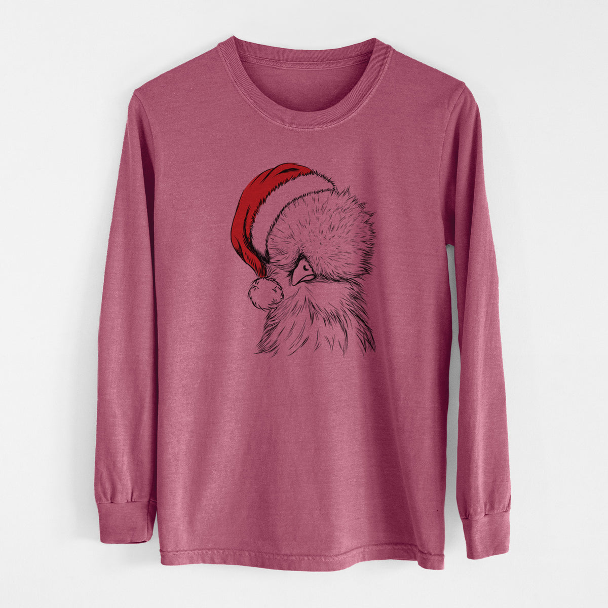 Santa Sally the Silkie Chicken - Men's Heavyweight 100% Cotton Long Sleeve