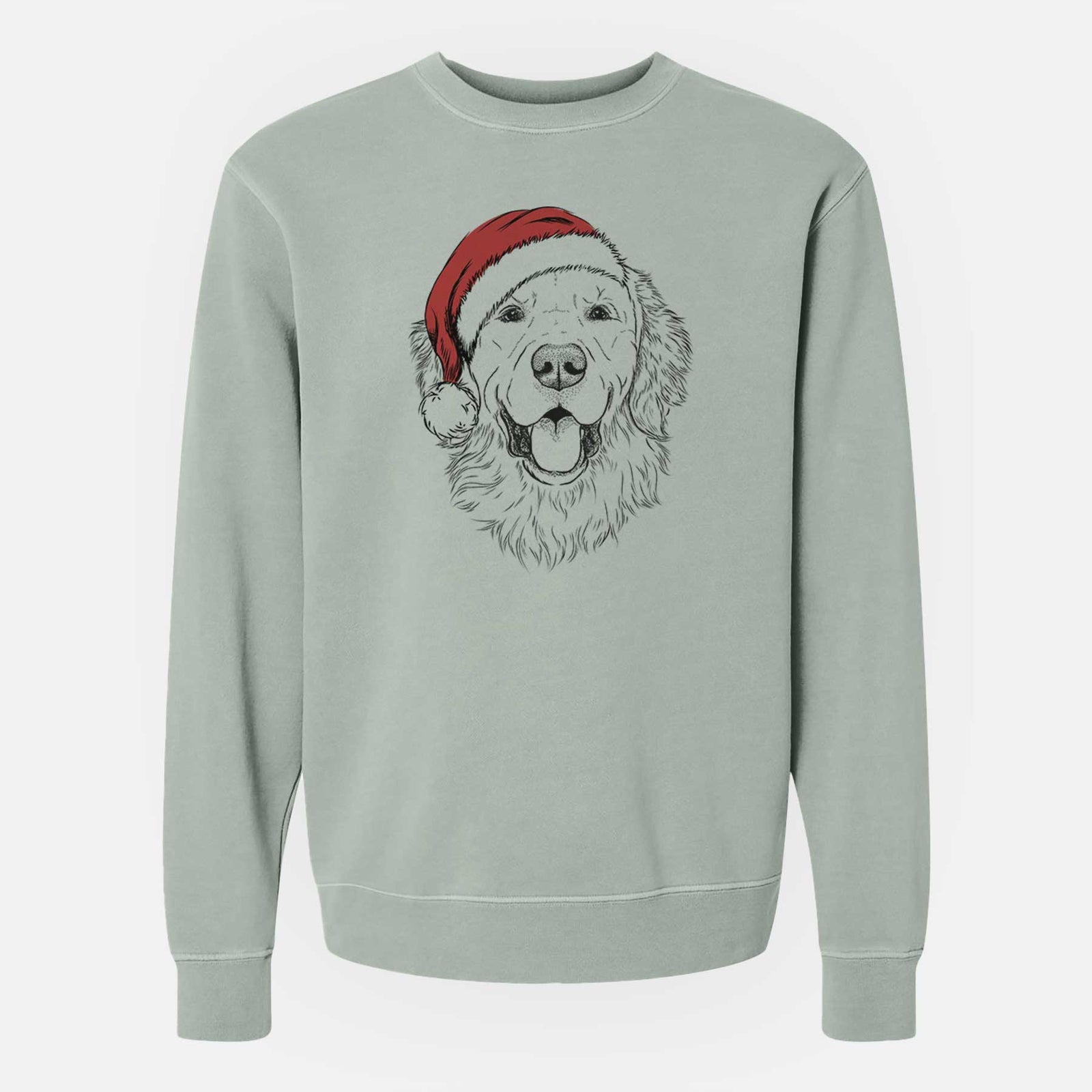 Santa Sam the Golden Retriever - Unisex Pigment Dyed Crew Sweatshirt