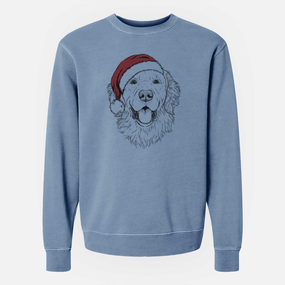 Santa Sam the Golden Retriever - Unisex Pigment Dyed Crew Sweatshirt