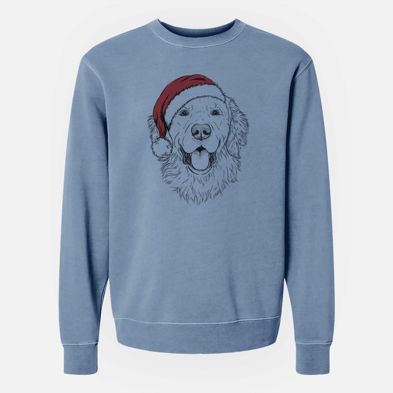 Santa Sam the Golden Retriever - Unisex Pigment Dyed Crew Sweatshirt