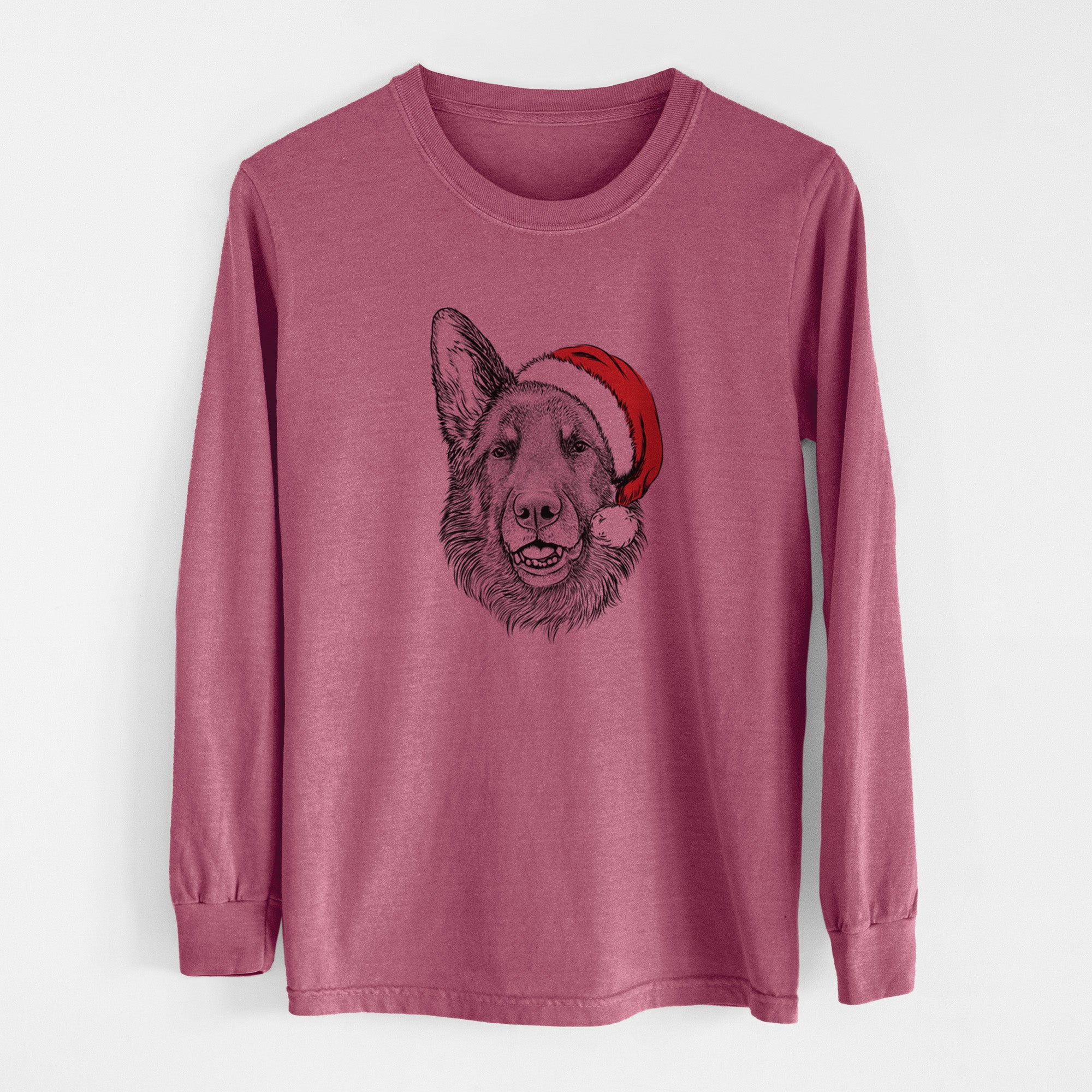 Santa Sammie the German Shepherd - Men's Heavyweight 100% Cotton Long Sleeve