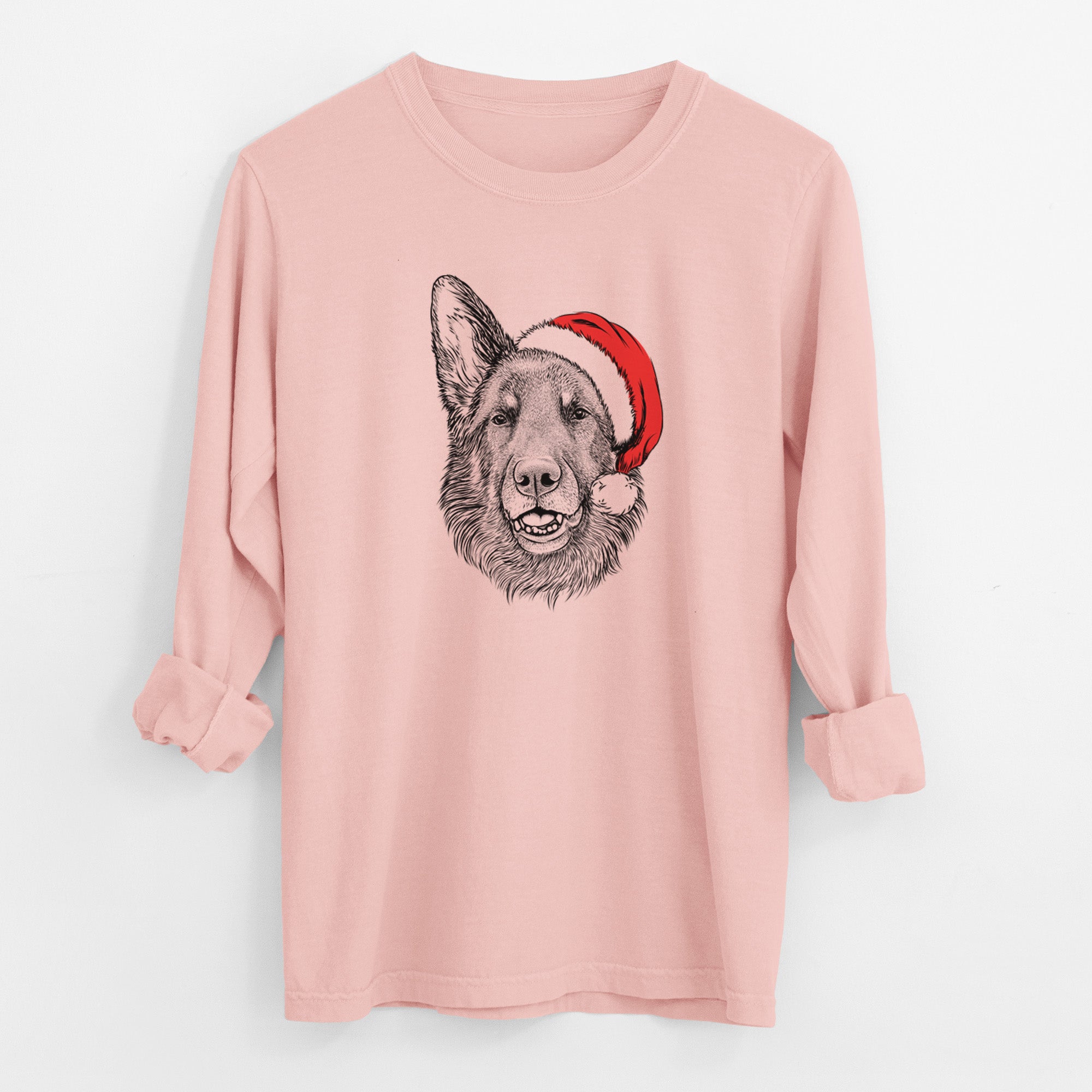 Santa Sammie the German Shepherd - Men's Heavyweight 100% Cotton Long Sleeve