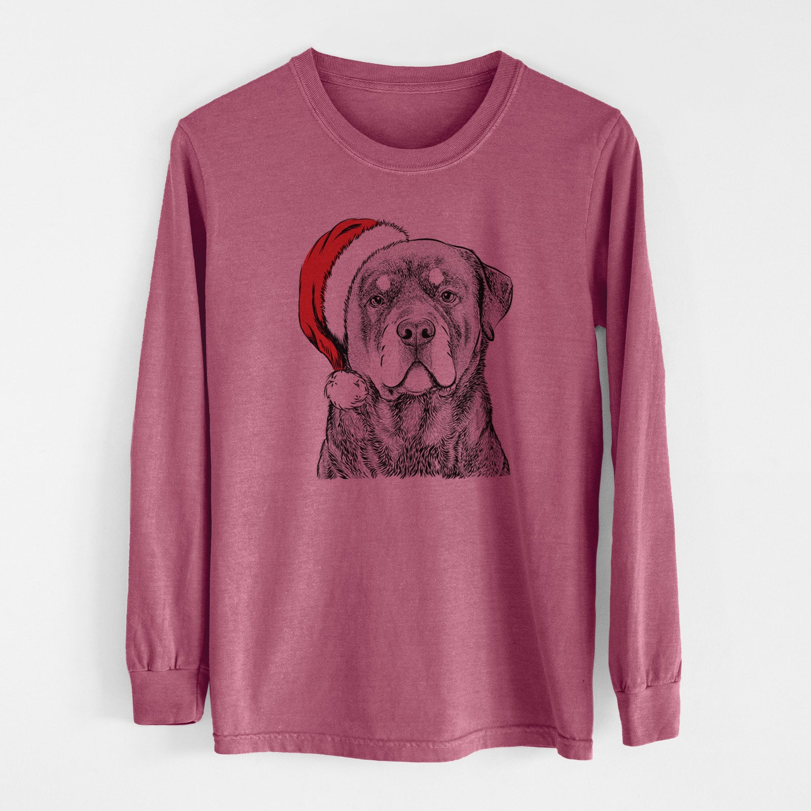 Santa Sarge the Rottweiler - Men's Heavyweight 100% Cotton Long Sleeve