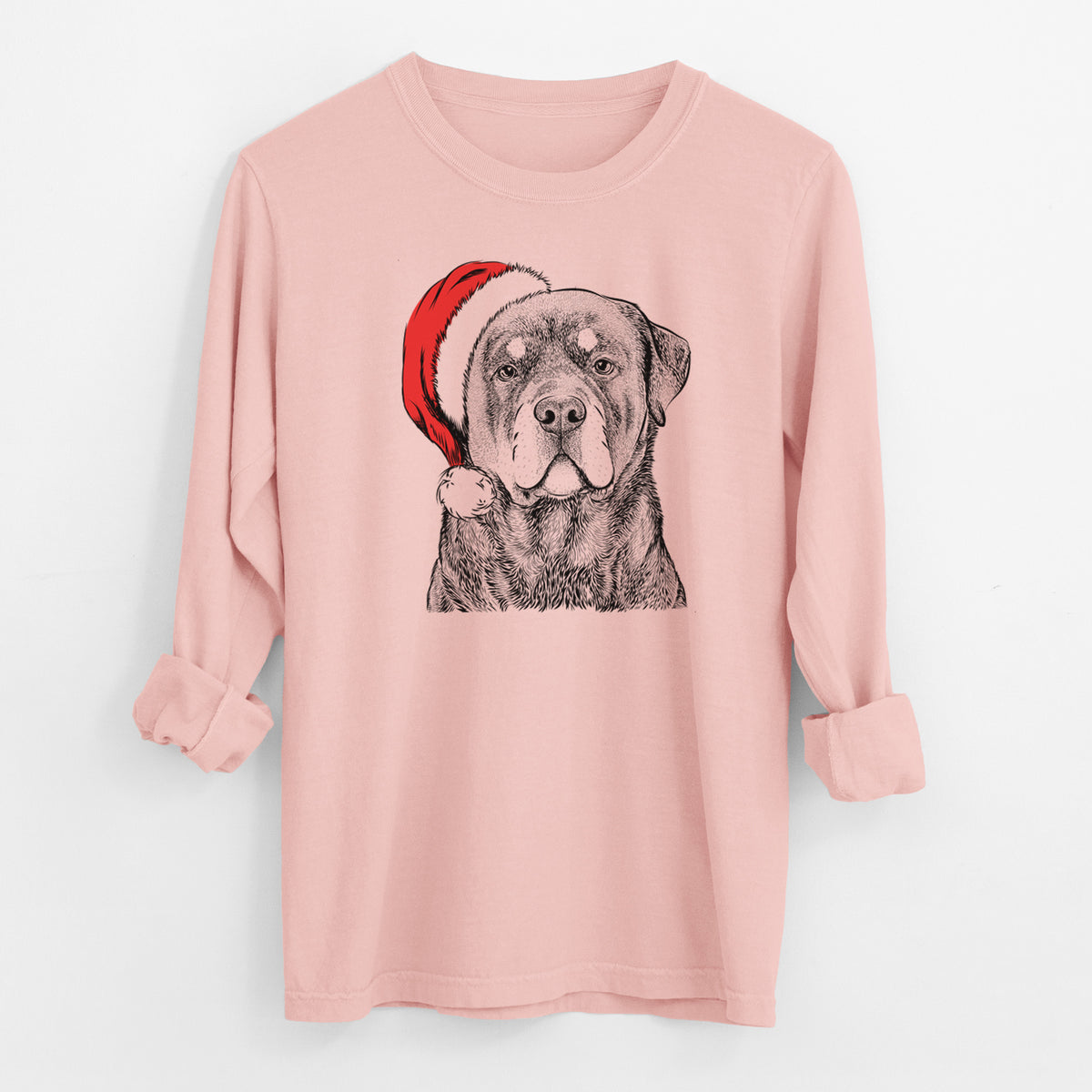 Santa Sarge the Rottweiler - Men's Heavyweight 100% Cotton Long Sleeve