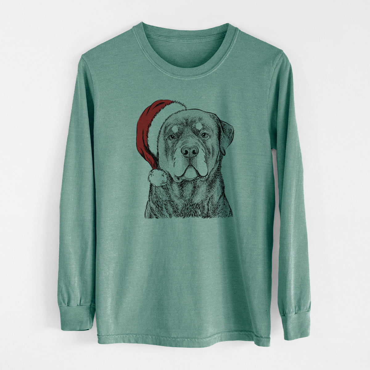 Santa Sarge the Rottweiler - Men's Heavyweight 100% Cotton Long Sleeve