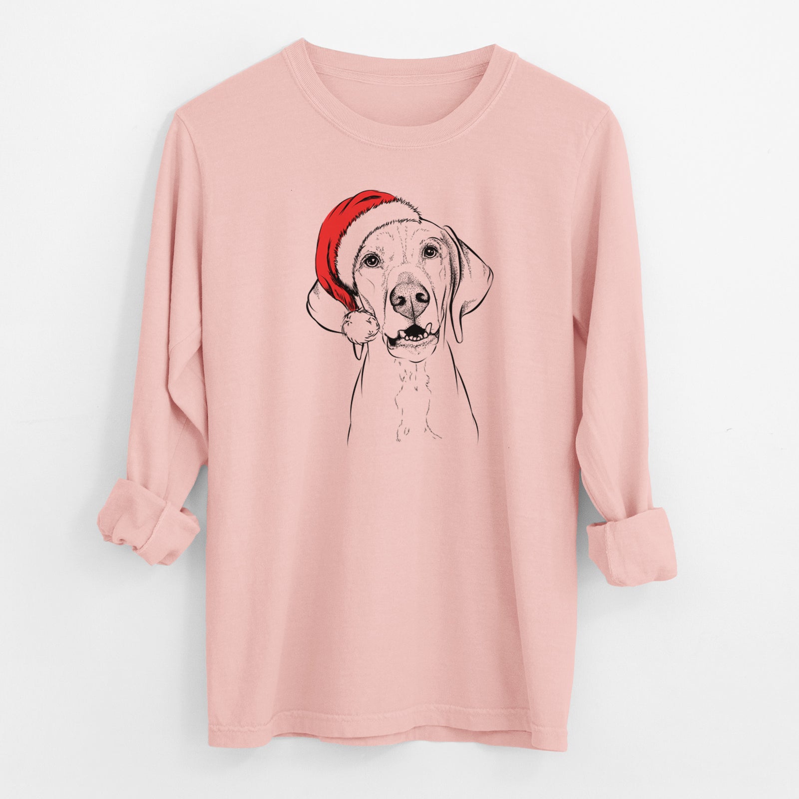 Santa Sarge the Vizsla - Men's Heavyweight 100% Cotton Long Sleeve