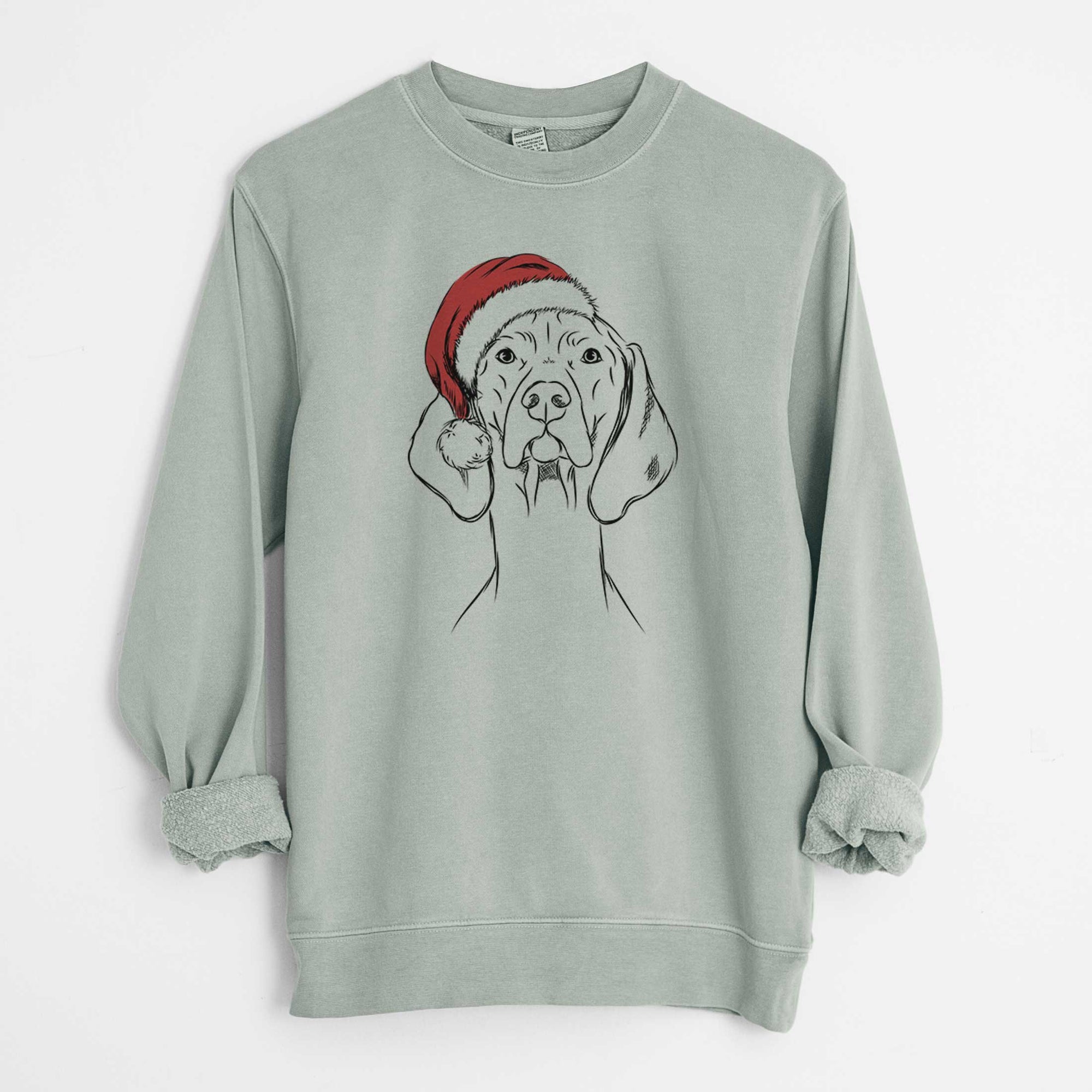 Santa Sawyer the Vizsla - Unisex Pigment Dyed Crew Sweatshirt