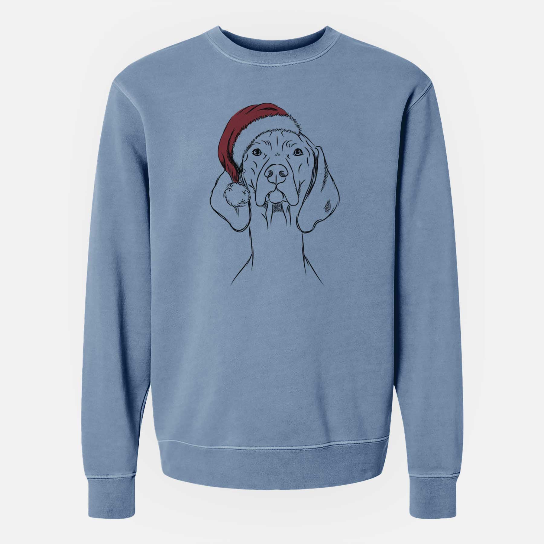 Santa Sawyer the Vizsla - Unisex Pigment Dyed Crew Sweatshirt