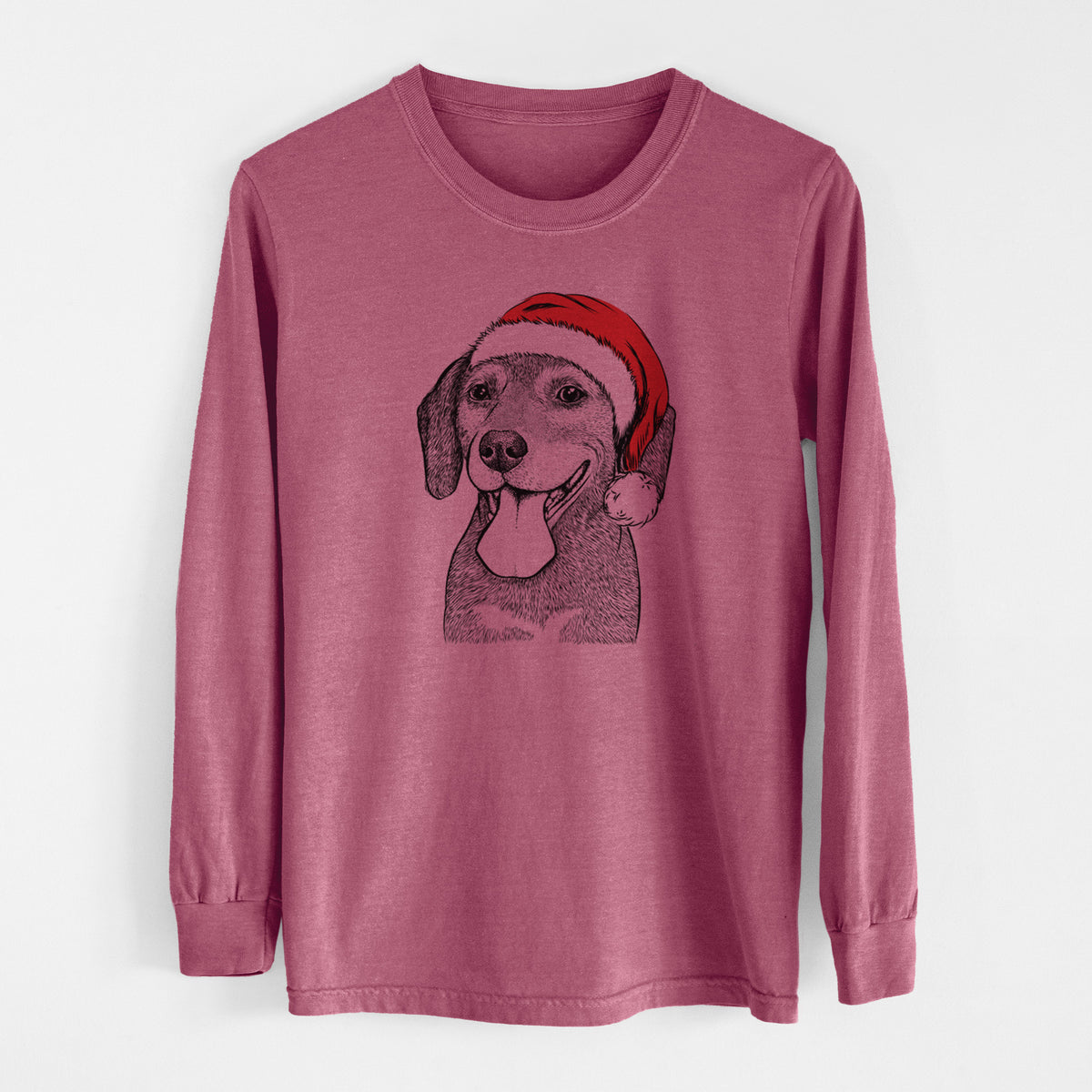 Santa Scarlett the Beagle - Men's Heavyweight 100% Cotton Long Sleeve
