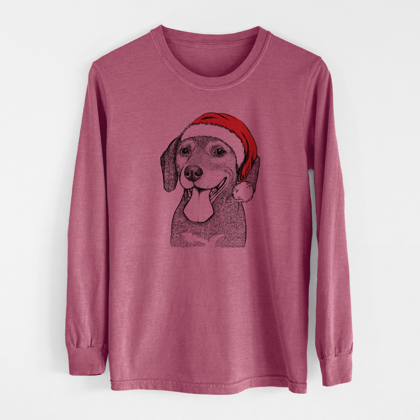 Santa Scarlett the Beagle - Men's Heavyweight 100% Cotton Long Sleeve