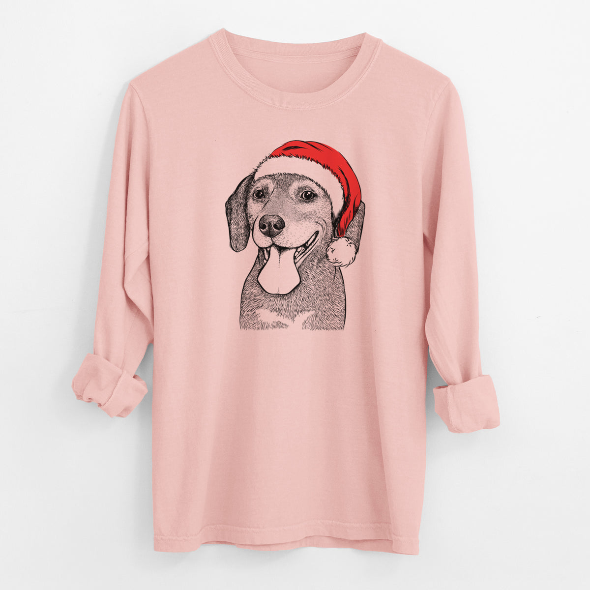 Santa Scarlett the Beagle - Men's Heavyweight 100% Cotton Long Sleeve