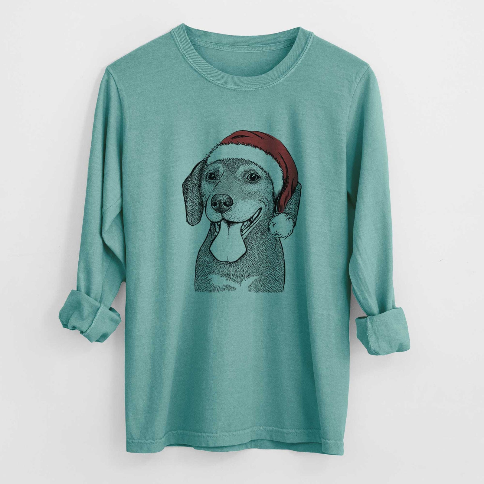 Santa Scarlett the Beagle - Men's Heavyweight 100% Cotton Long Sleeve