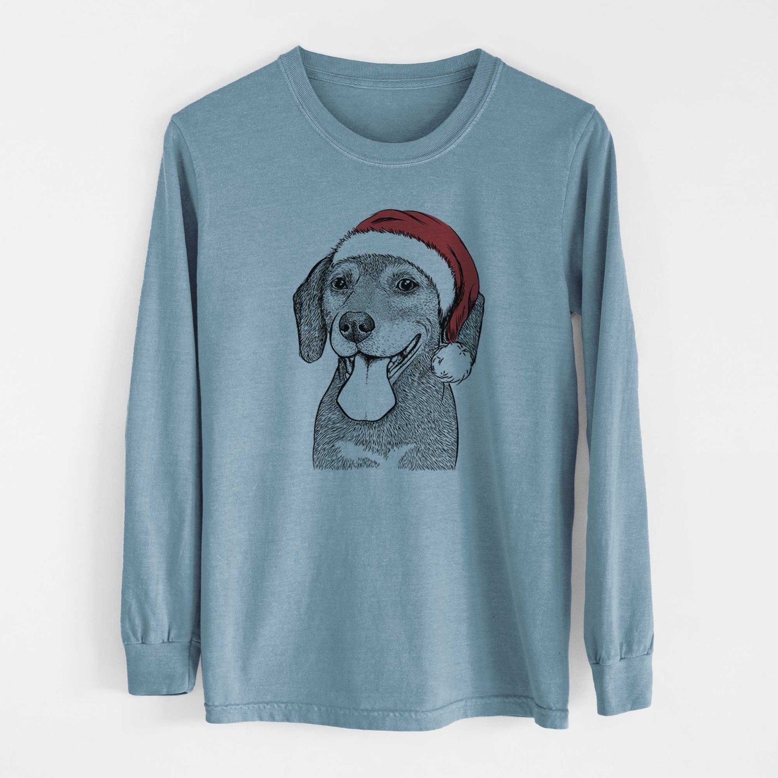 Santa Scarlett the Beagle - Men's Heavyweight 100% Cotton Long Sleeve