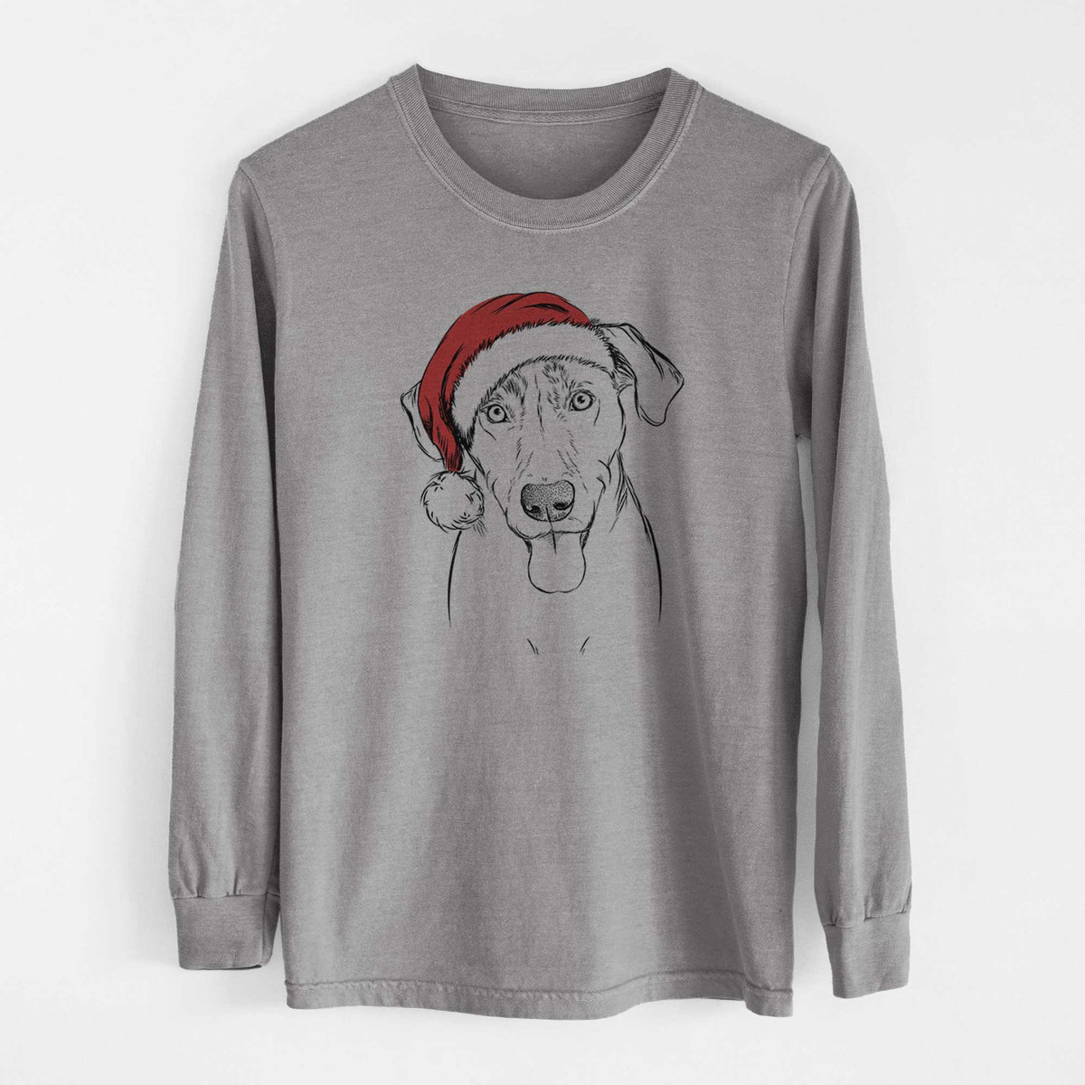 Santa Scout Marie the Chocolate Lab - Men's Heavyweight 100% Cotton Long Sleeve